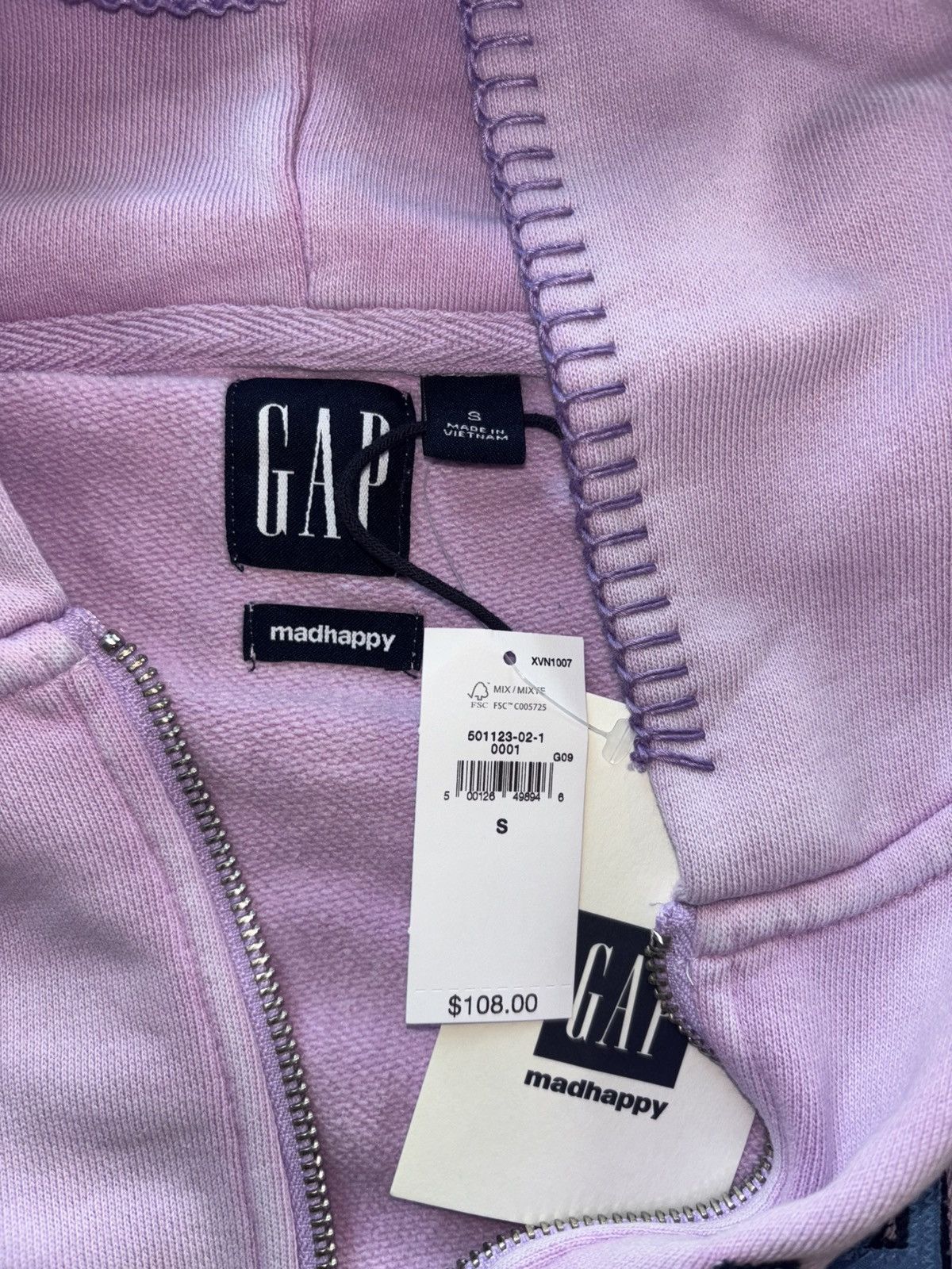 Gap × Madhappy Gap x MadHappy Lavender Full Zip Cropped Mad Logo Hoodie Size S / US 4 / IT 40 - 5 Thumbnail