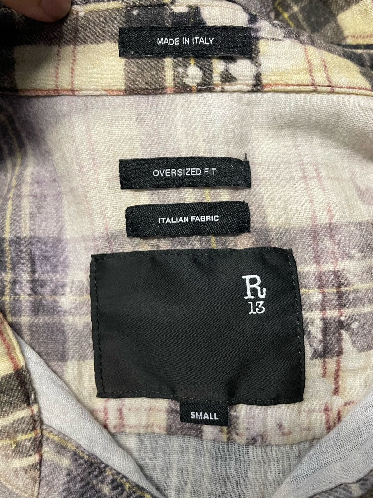 R13 R13 24SS Shredded Seam Bleached Plaid Oversize Flannel Shirt Size US S / EU 44-46 / 1 - 9 Thumbnail