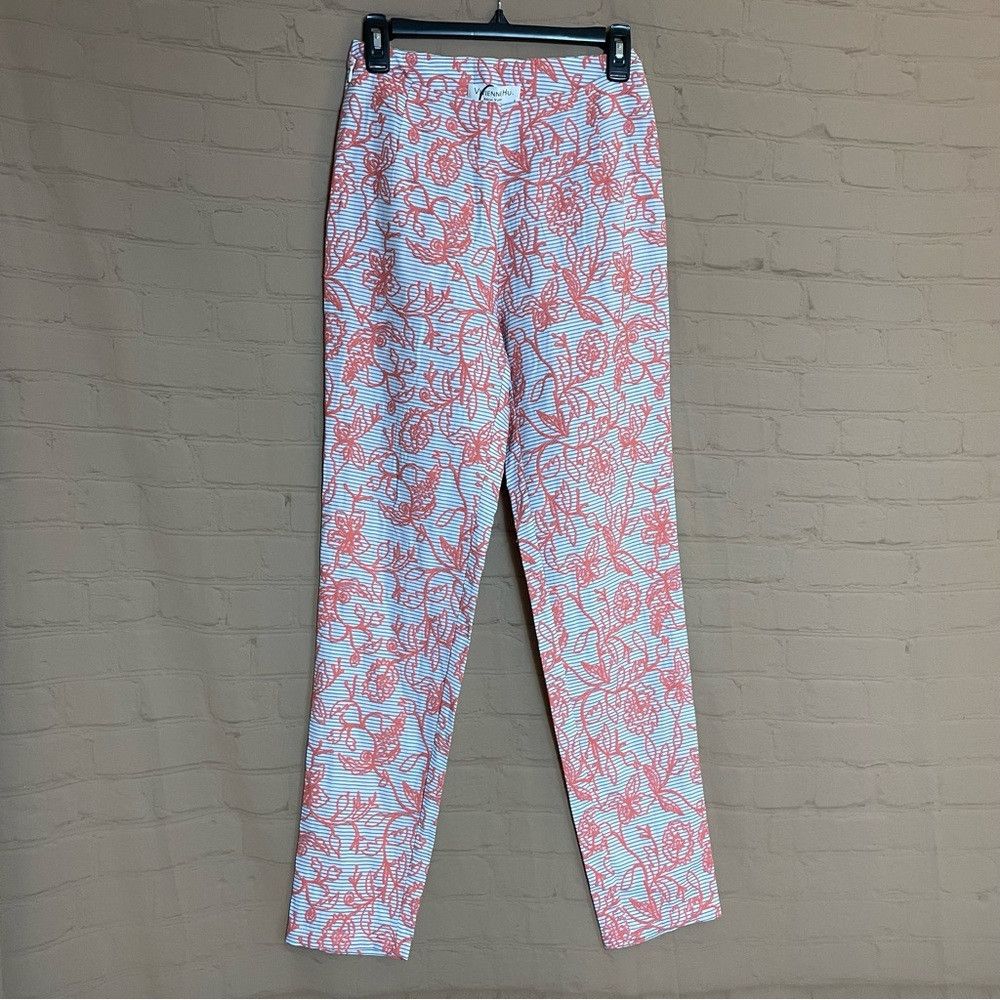 Other NWT New Vivienne Hu Cotton Coral Floral Embroidered Pants S Size 26" / US 2 / IT 38 - 3 Thumbnail
