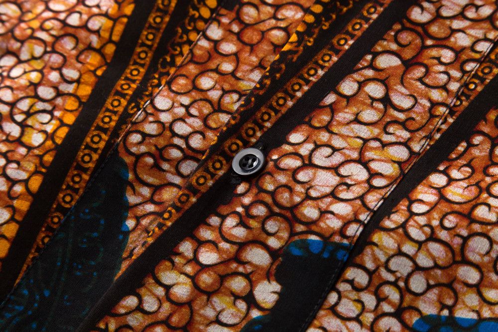 Other African Wax Print Men Shirt Short Sleeves Summer Size US L / EU 52-54 / 3 - 4 Thumbnail