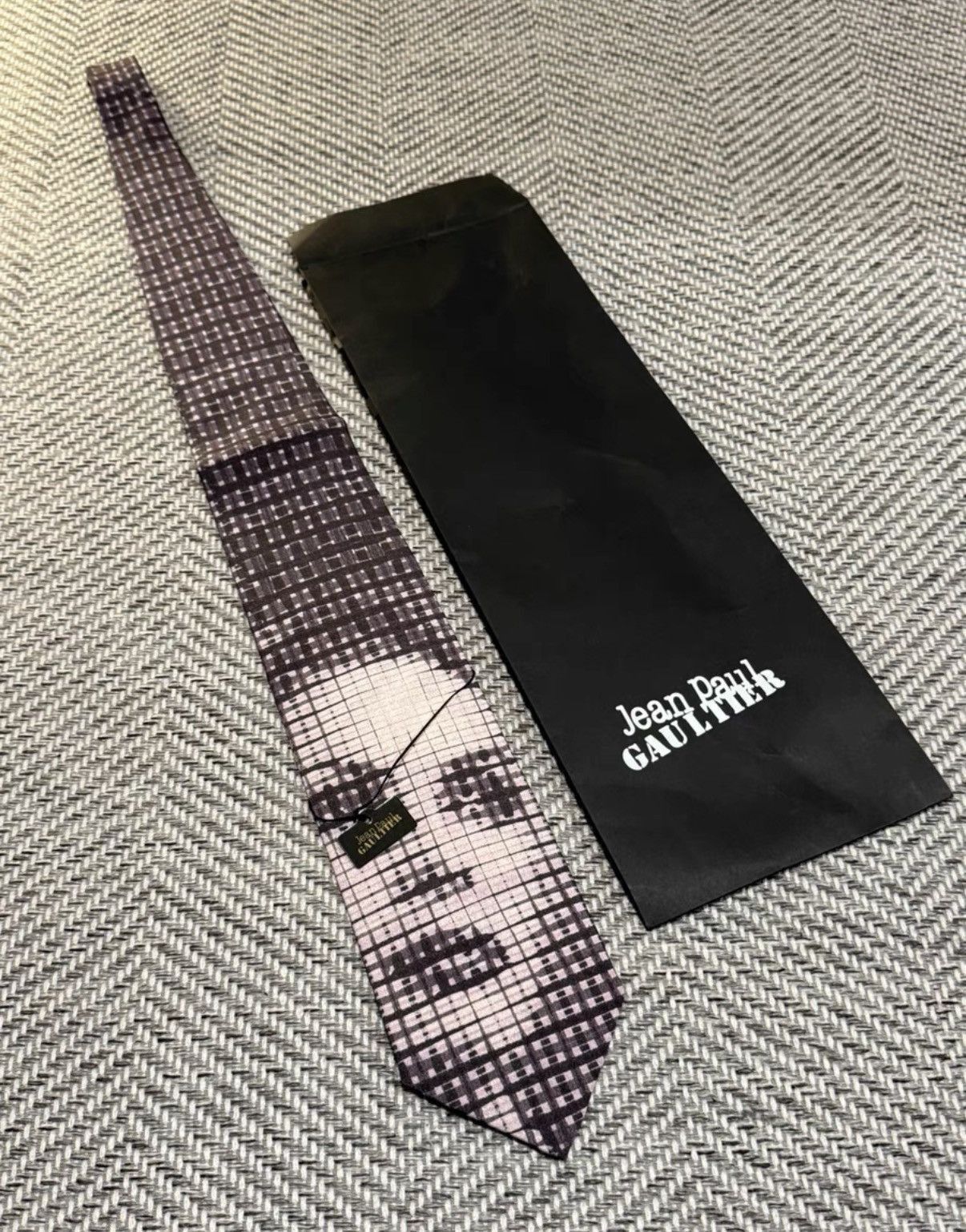 Jean Paul Gaultier Brown Grid Pattern Necktie Size ONE SIZE - 1 Thumbnail