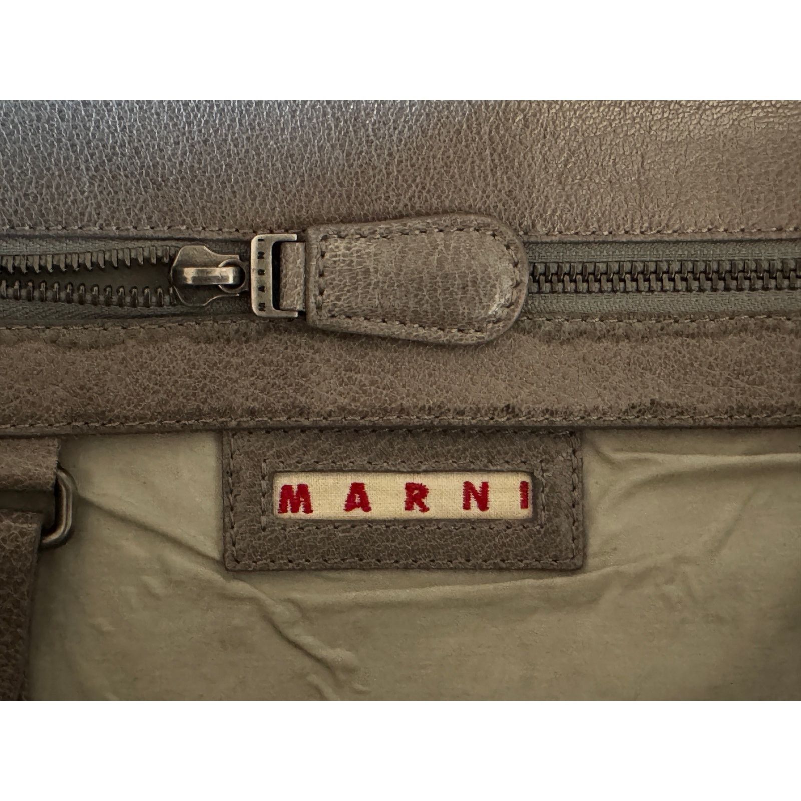 Marni Marni Hand-Painted Floral Stripe Grey Leather Bag Size ONE SIZE - 7 Thumbnail