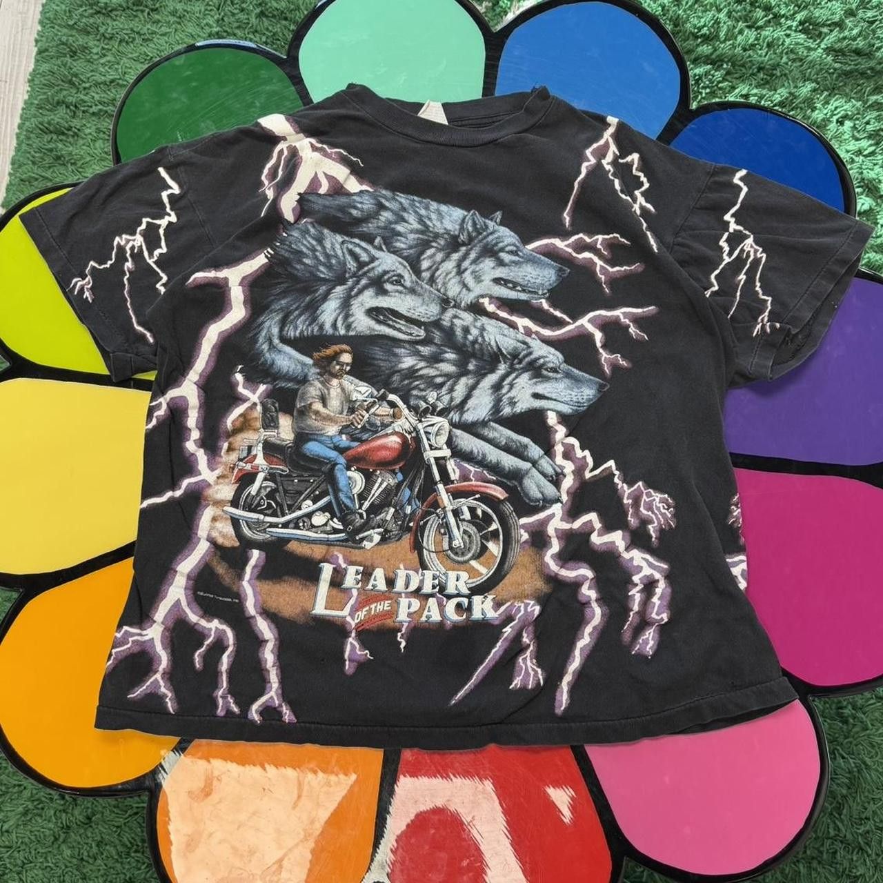 Vintage Vintage American Thunder Leader Of The Pack Biker T-shirt Size US L / EU 52-54 / 3 - 1 Thumbnail