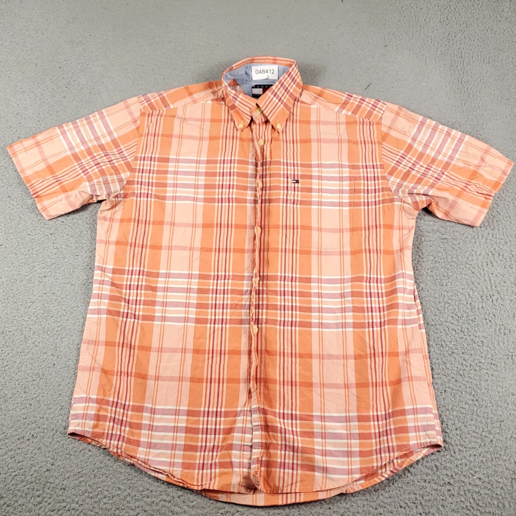 Tommy Hilfiger Tommy Hilfiger Shirt Mens Small Orange Plaid Casual Button Up Short Sleeve Size US S / EU 44-46 / 1 - 2 Thumbnail