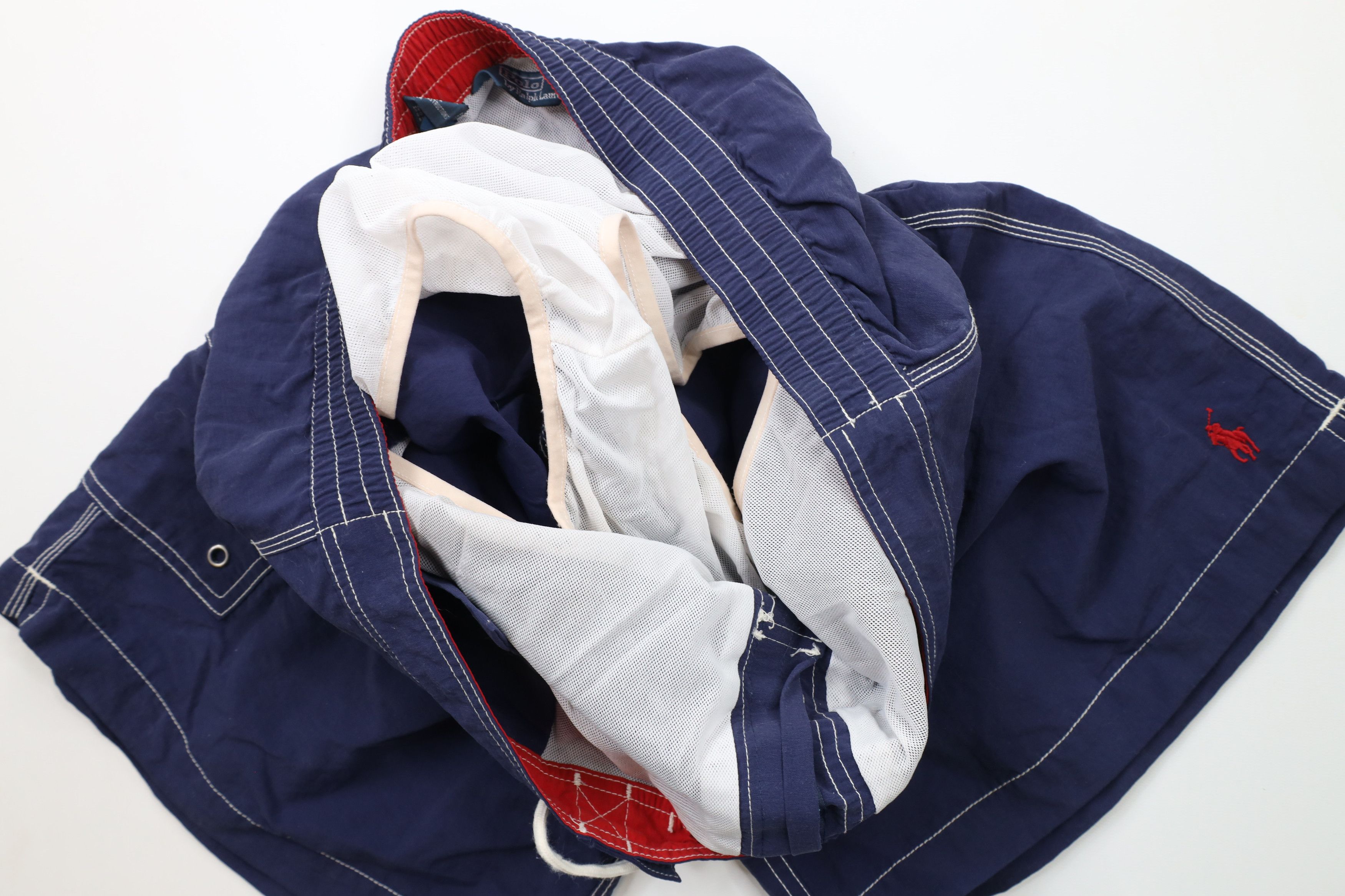 Ralph Lauren × Vintage Vintage 90s Ralph Lauren Spell Out Lined Shorts Swim Trunks Size US 36 / EU 52 - 10 Thumbnail