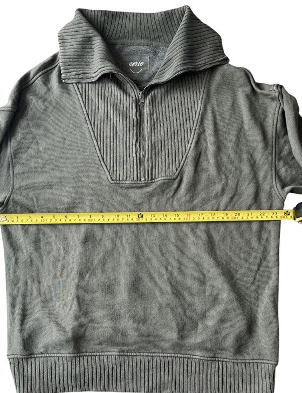 Designer Aerie Down To Earth Quarter Zip Olive Green Sweatshirt Size M / US 6-8 / IT 42-44 - 5 Thumbnail