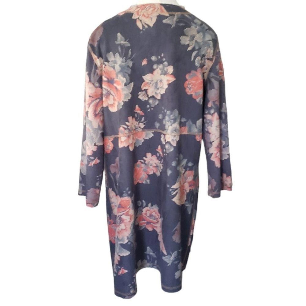 Designer CT445 Philosophy Gray Lightweight Floral Open Cardigan L Size L / US 10 / IT 46 - 5 Thumbnail
