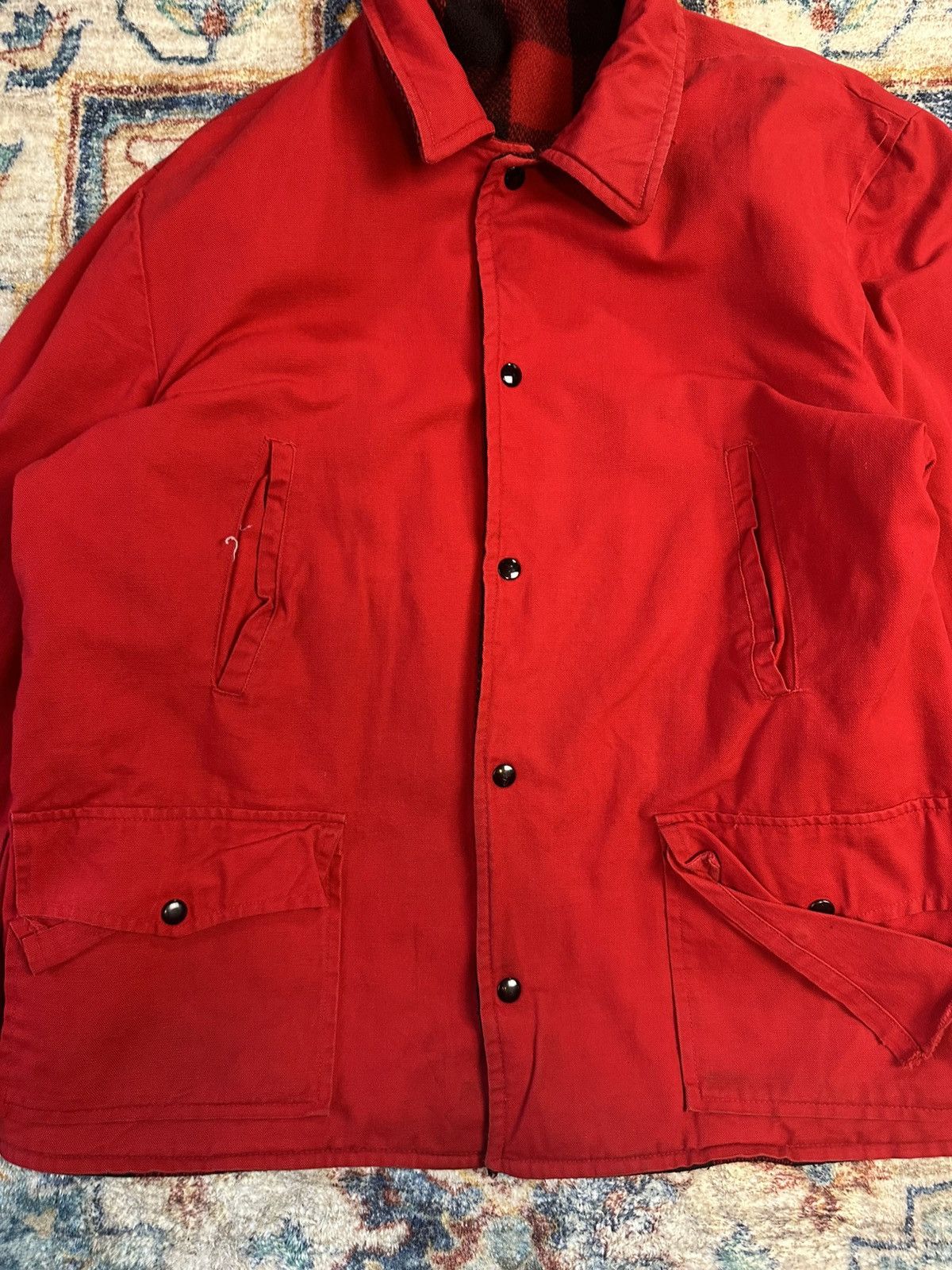 Vintage Vintage 1970s Red Buffalo Plaid Reversible Hunting Jacket Size US L / EU 52-54 / 3 - 8 Thumbnail