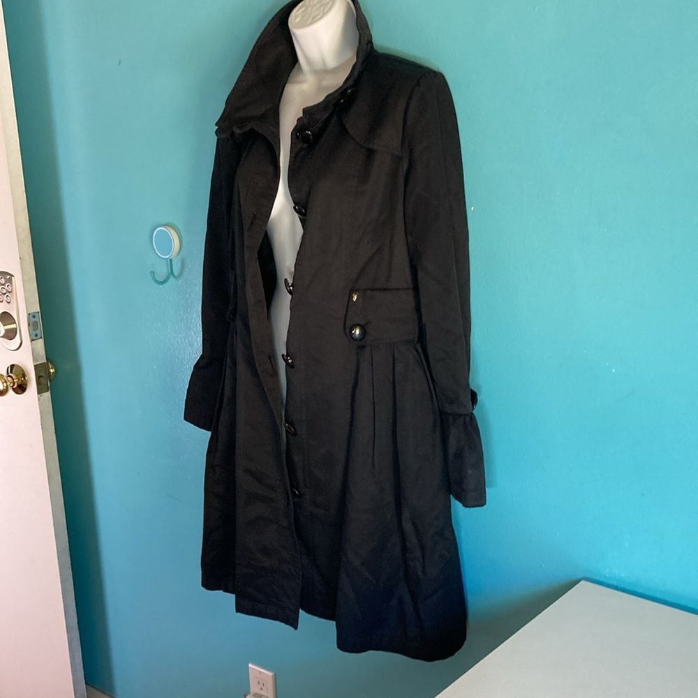 Guess Guess Womens Size M Black Button Front Trench Coat Size M / US 6-8 / IT 42-44 - 15 Thumbnail