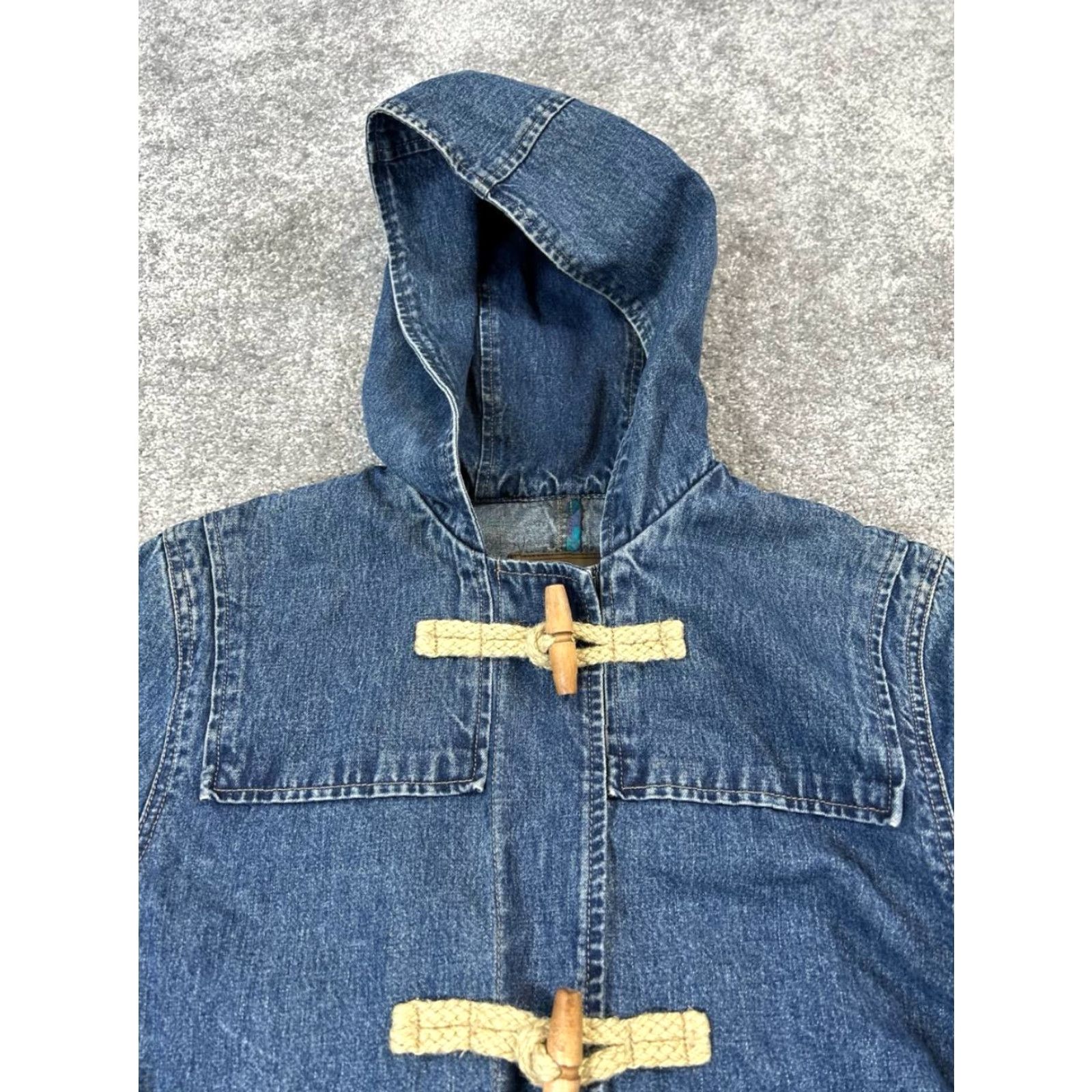 Ralph Lauren VINTAGE Ralph Lauren Jacket Womens M Blue Cotton Denim Rope Duffle Parka Long Sleeve Button Pockets Casual Size M / US 6-8 / IT 42-44 - 2 Thumbnail