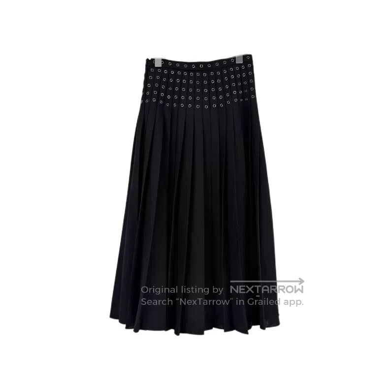 Dior Dior Black riveted wool Mahai wool skirt Size 24" / US 00 / IT 34 - 2 Thumbnail