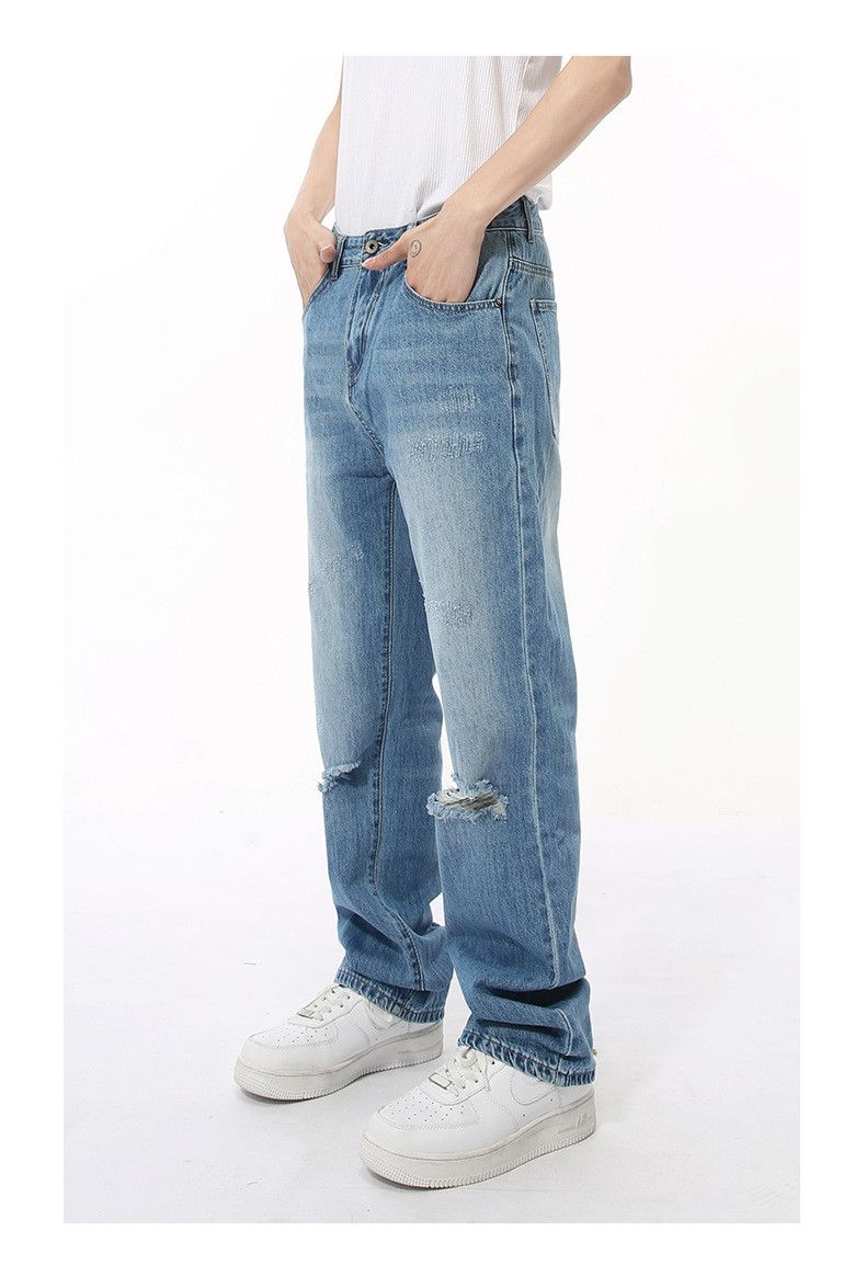 Japanese Brand × Jean Japanese simple retro straight-leg ripped jeans Size US 32 / EU 48 - 4 Thumbnail