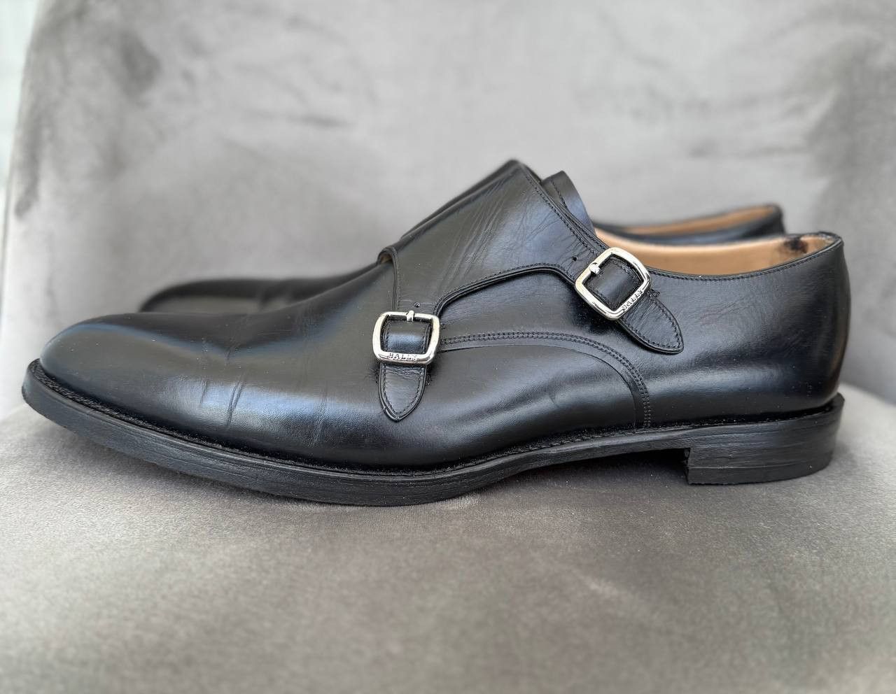 Bally Bally Scardino mens Black Leather Monks monk strap shoes Size US 11.5 / EU 44-45 - 5 Thumbnail