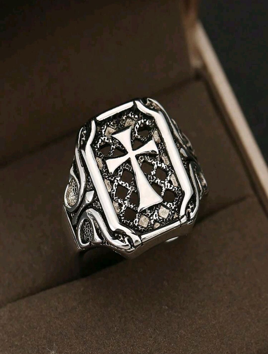 Jewelry Retro Cross Rings, Hollow Design Brass sh Size ONE SIZE - 4 Thumbnail
