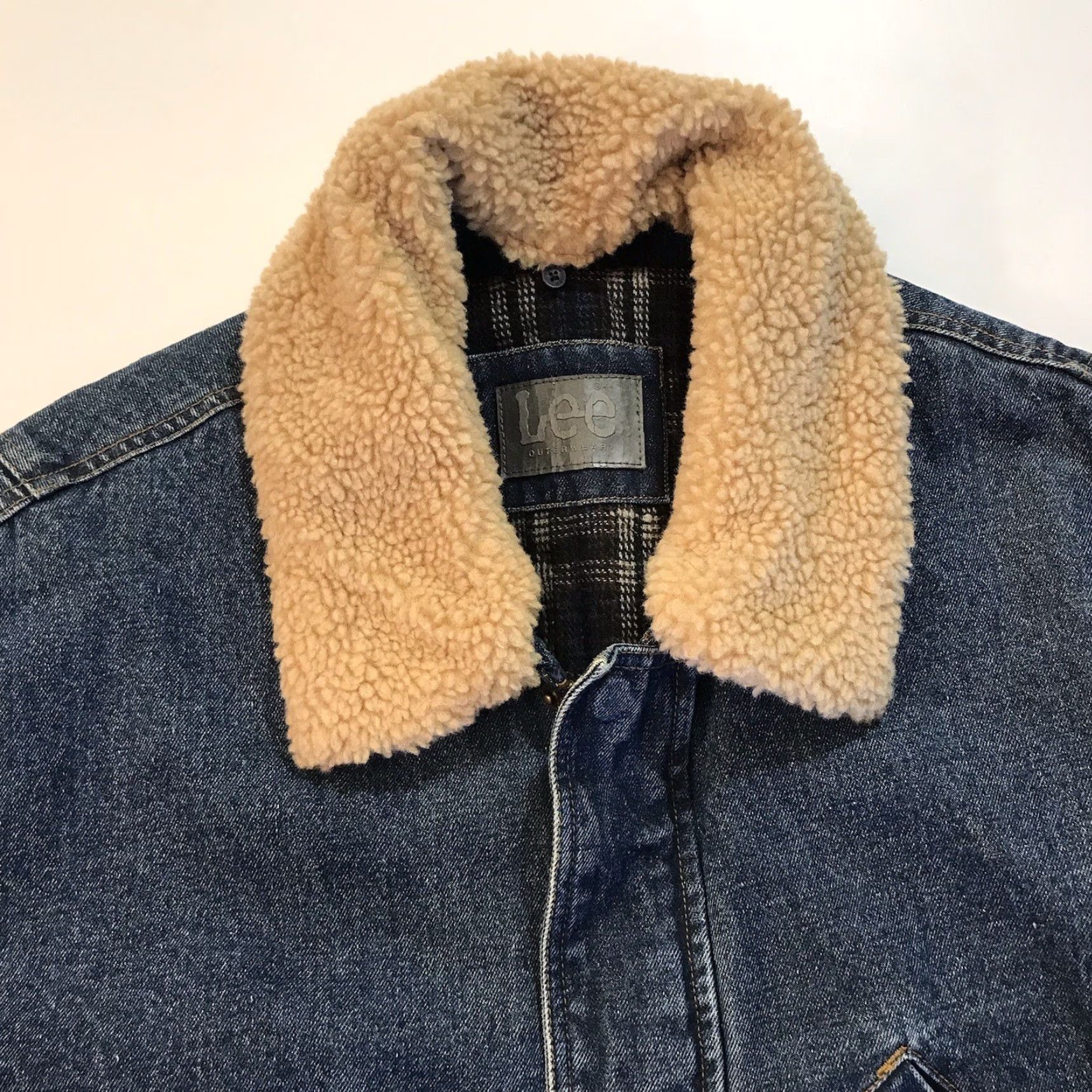 Lee Lee Jacket Denim WoolLined Barn Coat Mens L Blue - Lee Storm Rider - Vintage-Inspired Winter Trucker Coat Size US 33 - 3 Thumbnail