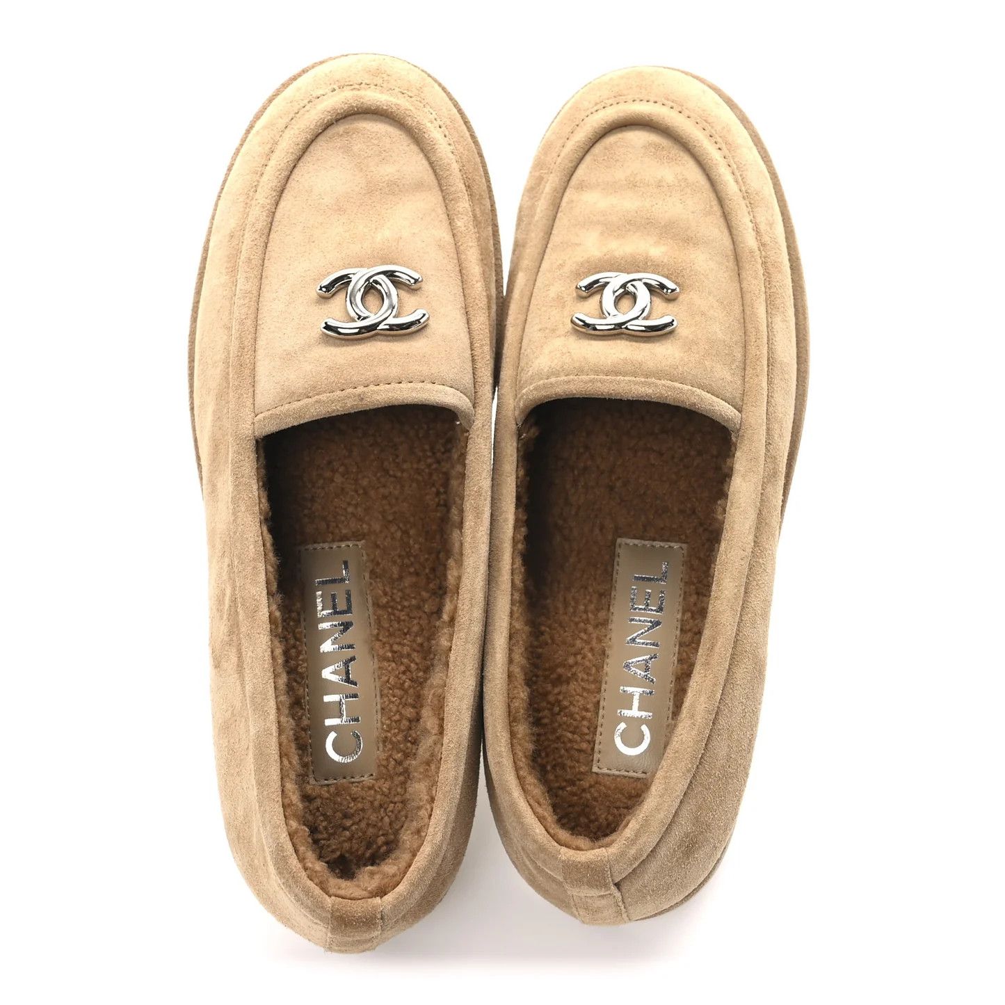 Chanel os11x0326 Suede Loafers in Beige Size US 7 / EU 40 - 2 Thumbnail