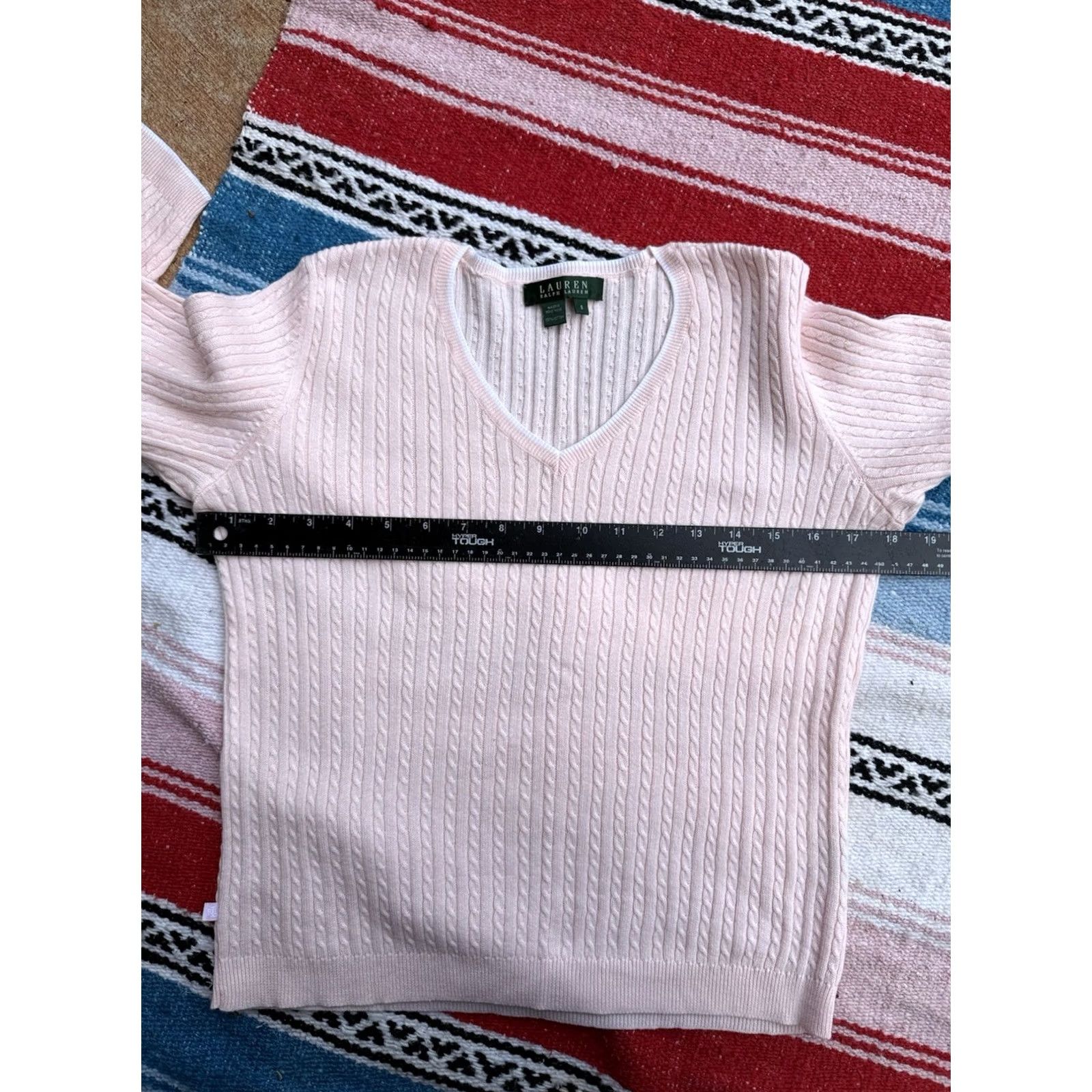 Ralph Lauren VINTAGE? Lauren Ralph Lauren Cable Knit Sweater Womens Small Pink Preppy EUC Size S / US 4 / IT 40 - 5 Thumbnail