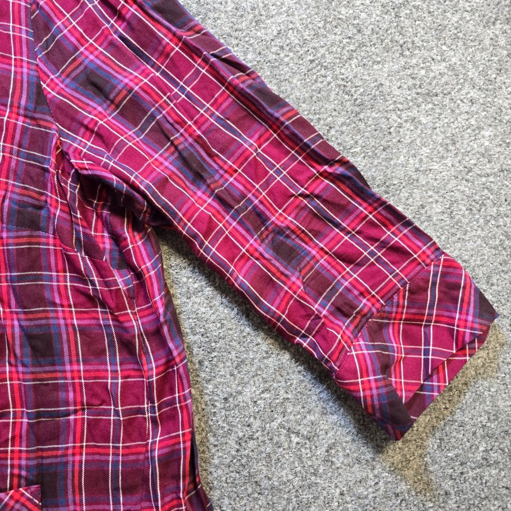 J. Jill J. Jill Top Womens Size M Red Purple Plaid 3/4 Sleeve Pocket Casual Shirt Blouse Women's Vintage No Size M / US 6-8 / IT 42-44 - 3 Thumbnail