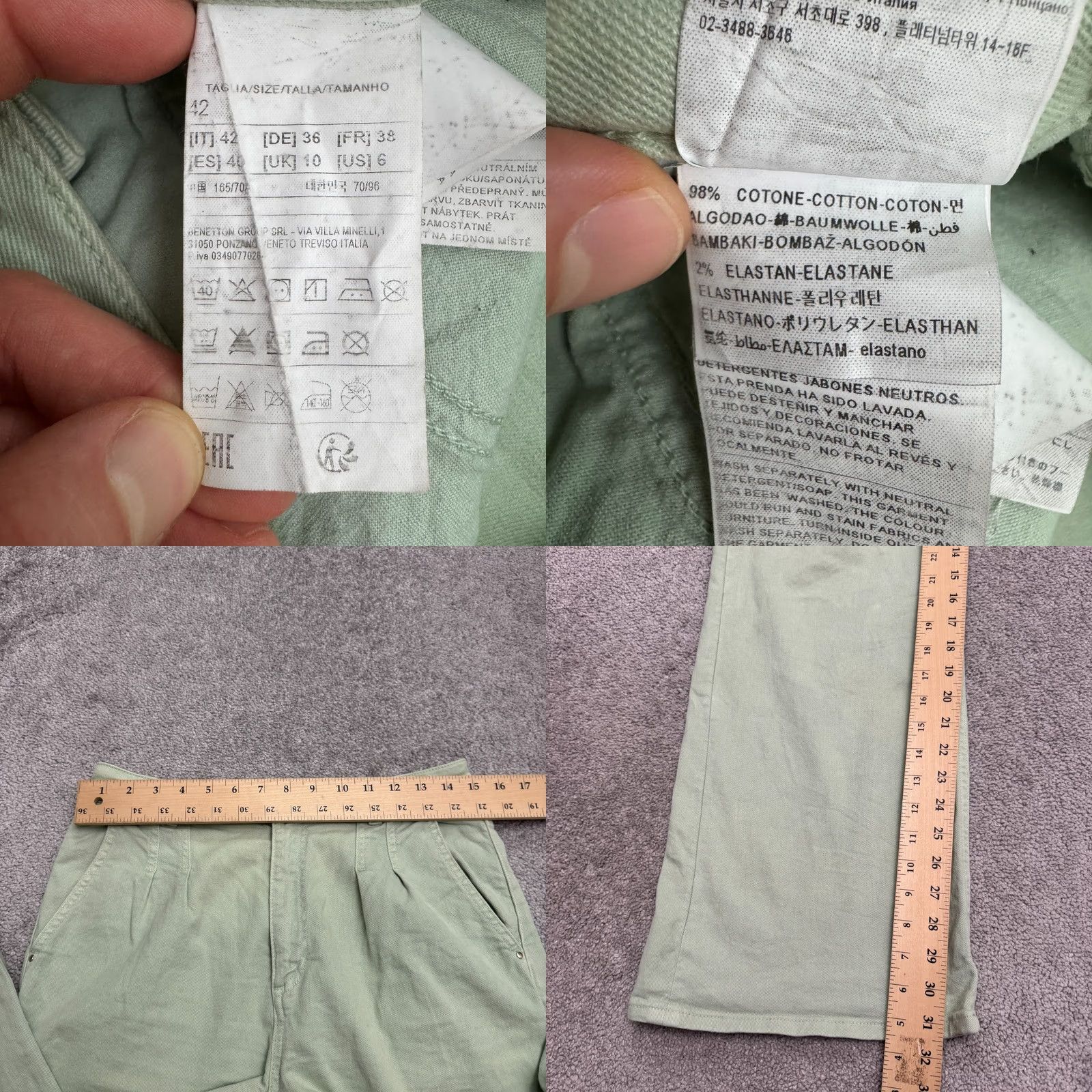 United Colors Of Benetton United Colors of Benetton Jeans Womens 6 Green Wide Leg High Rise Cotton Denim Size 28" / US 6 / IT 42 - 9 Thumbnail