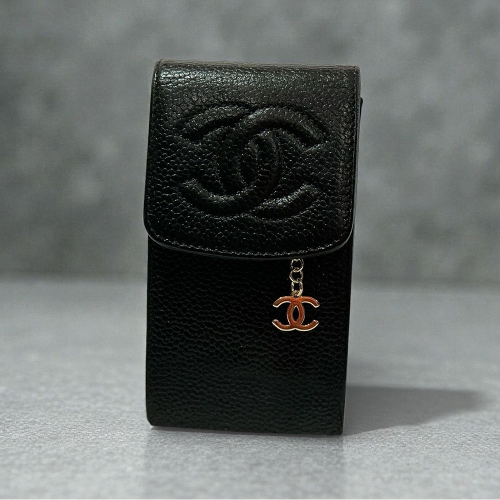 Chanel Authentic CHANEL Coco Mark Grained Calfskin Pen Case w/Chain Size ONE SIZE - 1 Thumbnail