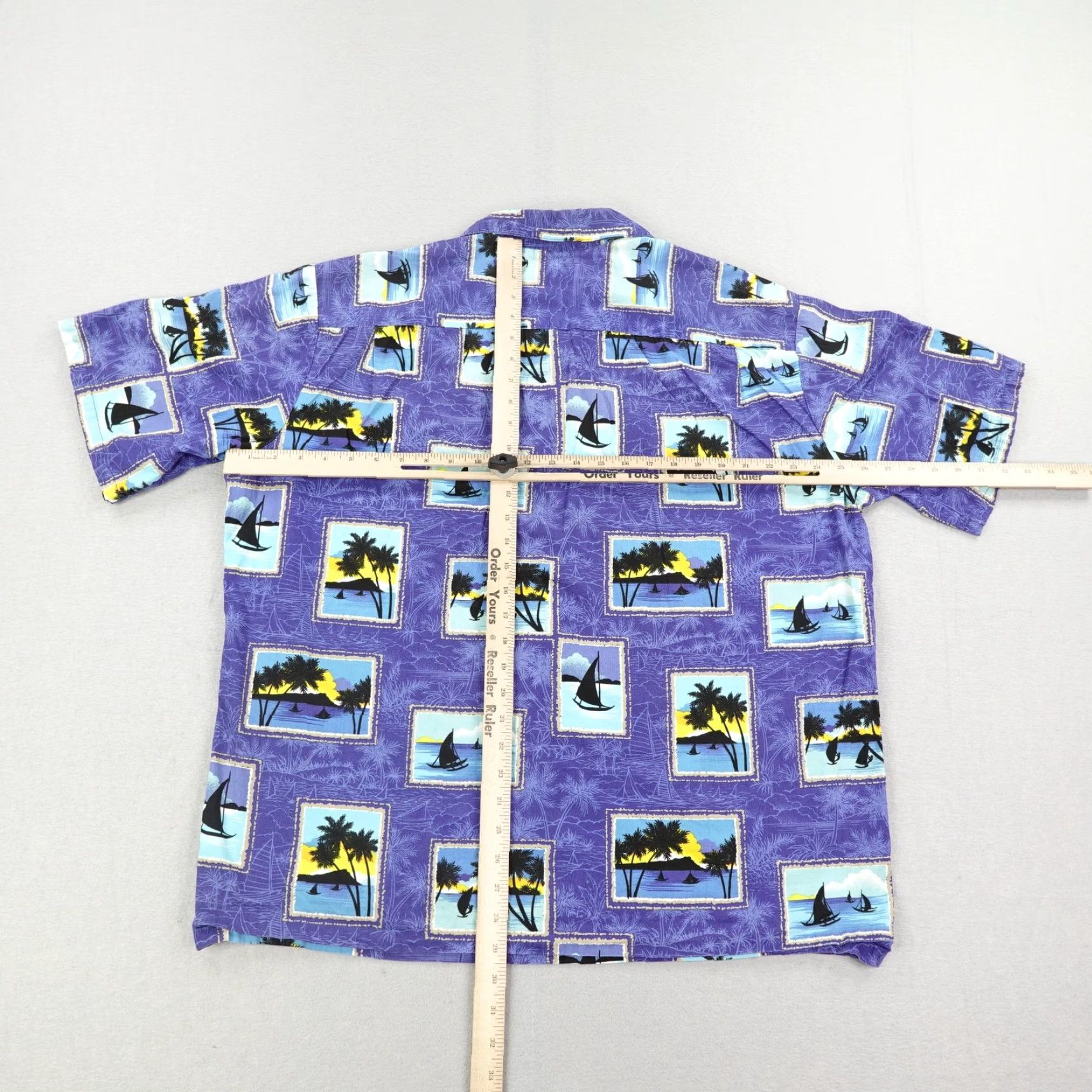Hilo Hattie VINTAGE Hilo Hattie Button-Up Shirt Mens XL Blue Hawaiian Sailboats Palm Trees Aloha Tropical Casual Size US XL / EU 56 / 4 - 6 Thumbnail
