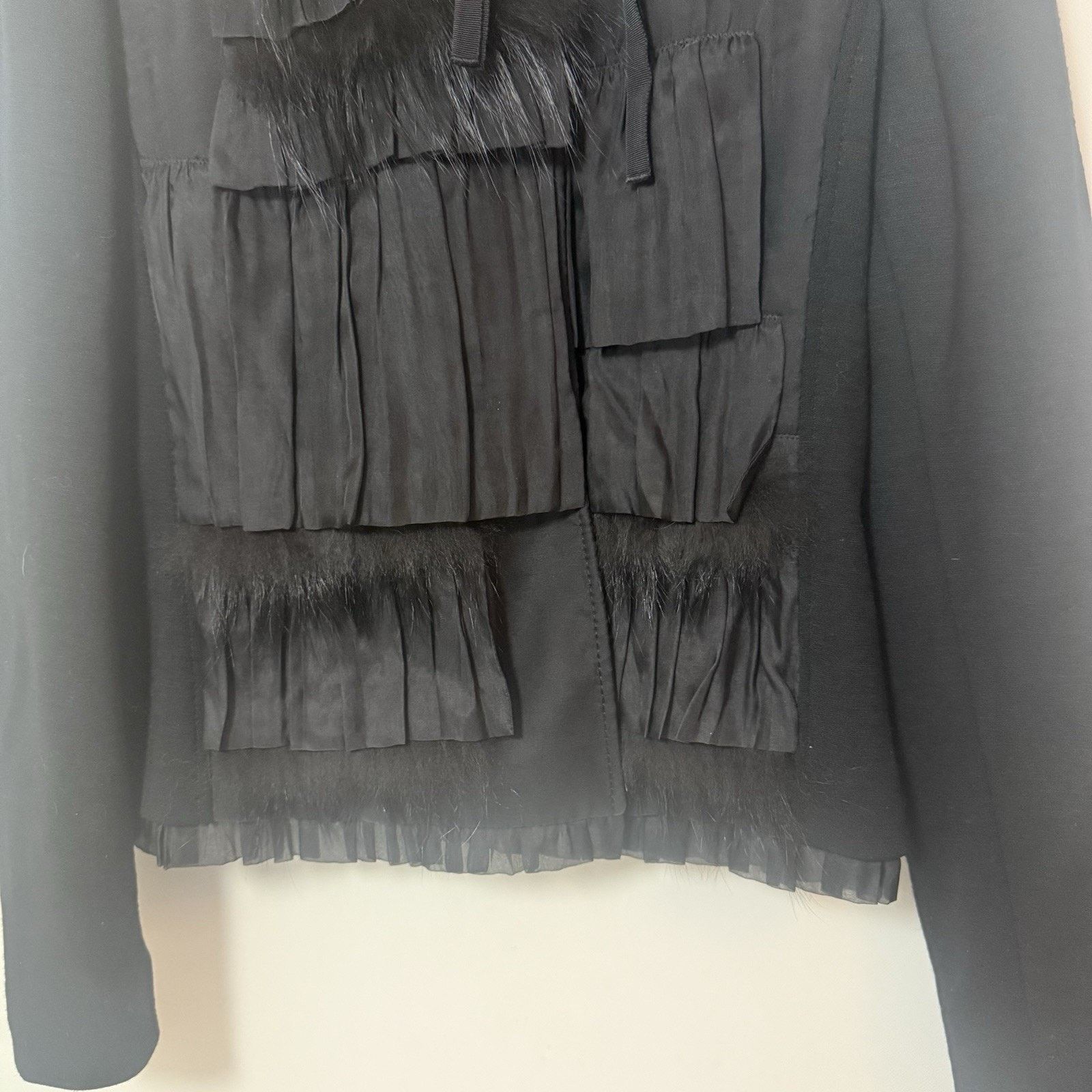 Elie Tahari Elie Tahari Blazer Wool Fox Fur Silk Office Academia Classy Size L / US 10 / IT 46 - 6 Thumbnail