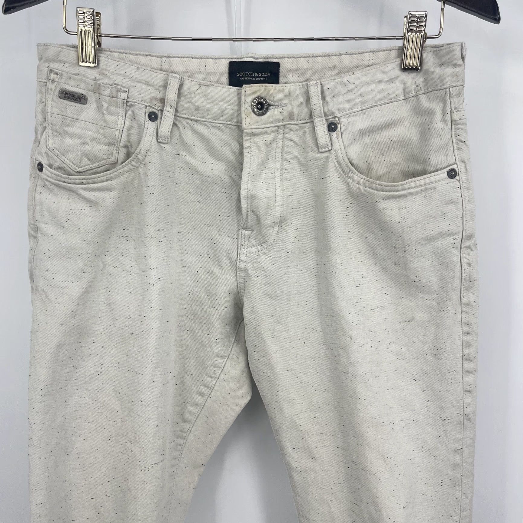 Scotch & Soda Scotch & Soda Jeans Mens 29 x 30 Gray Ralston Caliente Button Fly Distress RAW - Denim Slim Regular Retro 2010s Mens Jeans Size US 29 - 4 Thumbnail