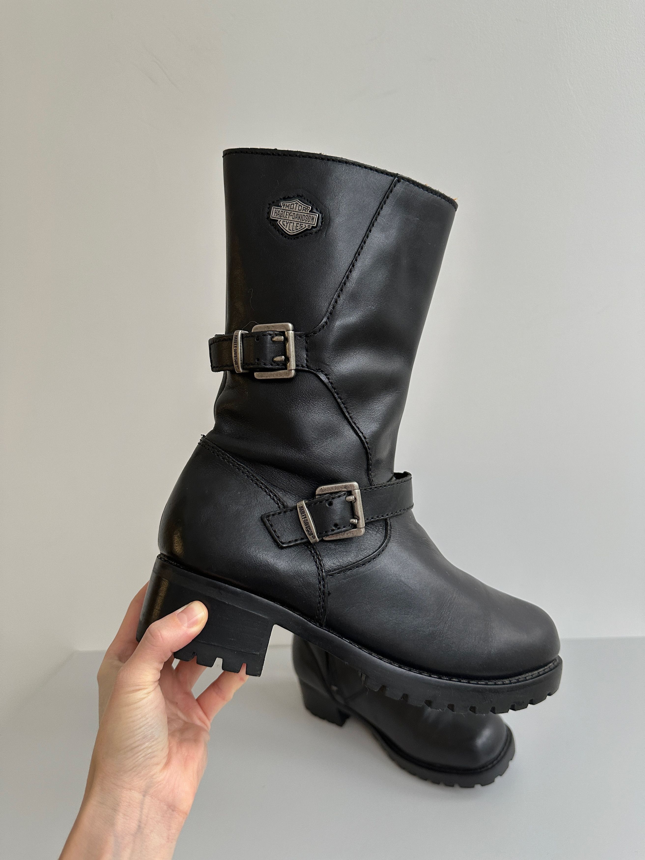 image of Harley Davidson Leather Boots in Black, Women's (Size 8)