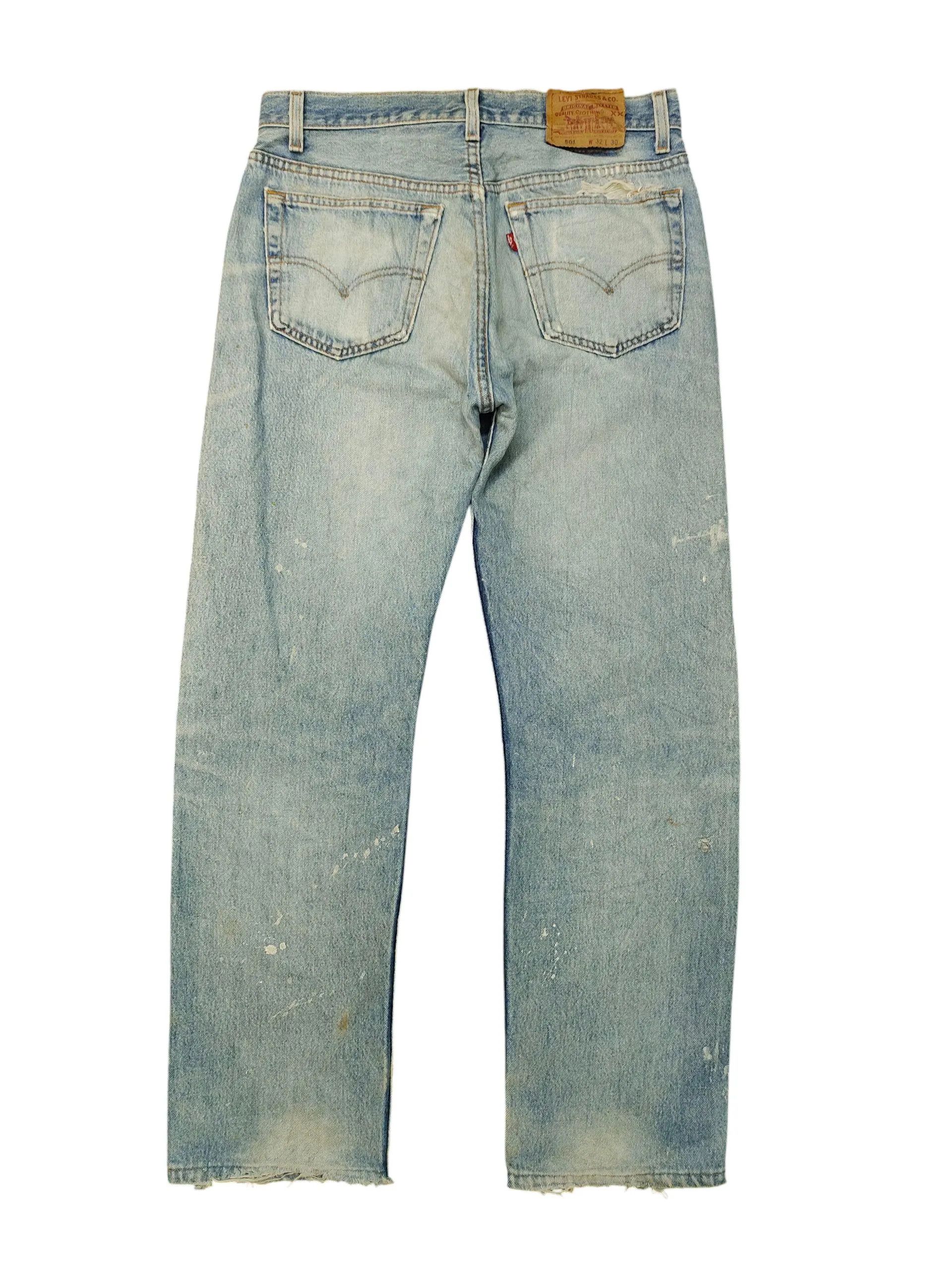 Levi's Vintage 90s Levis 501 Painted Distress Crash Denim Jeans Size US 31 - 3 Thumbnail