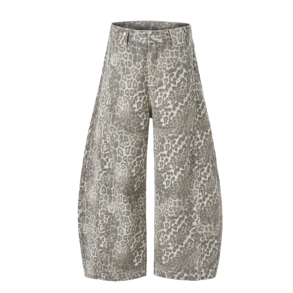 Jean Men's punk loose wide-leg vintage leopard scimitar jeans Size US 32 / EU 48 - 1 Thumbnail
