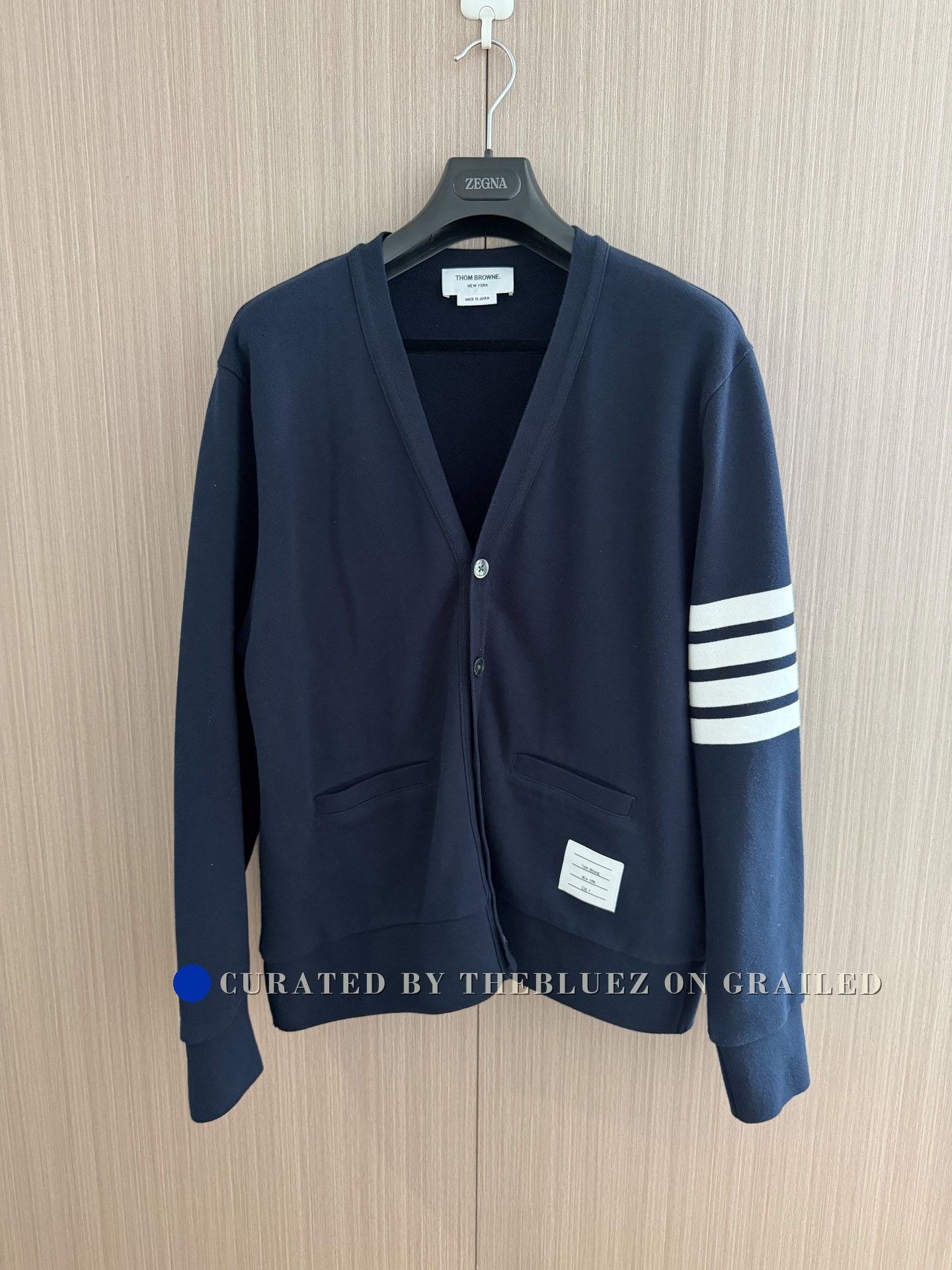 Thom Browne Thom Browne TB 4-Stripe Navy Knit Cardigan Size US XL / EU 56 / 4 - 1 Thumbnail