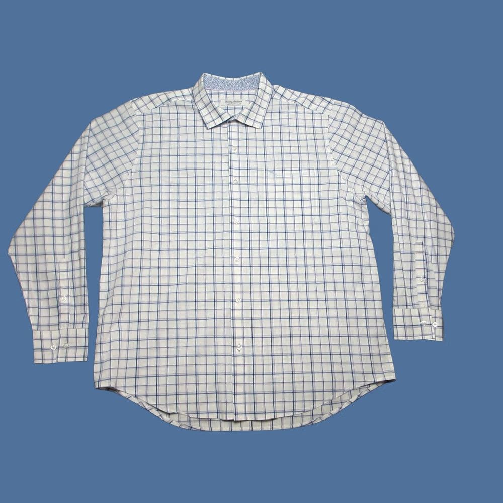 Tommy Bahama Tommy Bahama Shirt Mens XL Blue White Check Button Up Long Sleeve Pima Cotton Size US XL / EU 56 / 4 - 1 Thumbnail