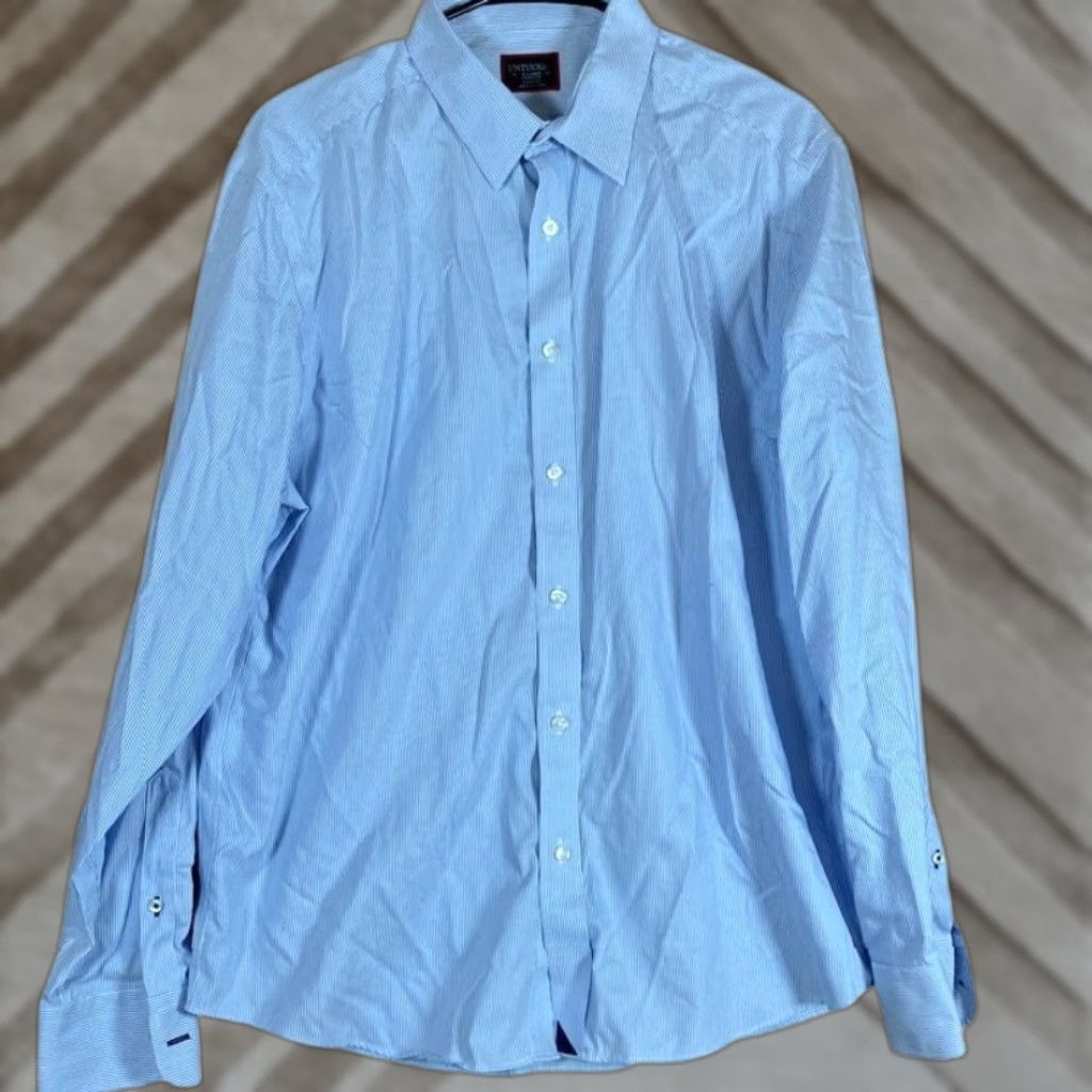 UNTUCKit UNTUCKit Mens Shirt Blue White Stripe Button Down Wrinkle Free Long Sleeve XL Size US XL / EU 56 / 4 - 1 Thumbnail
