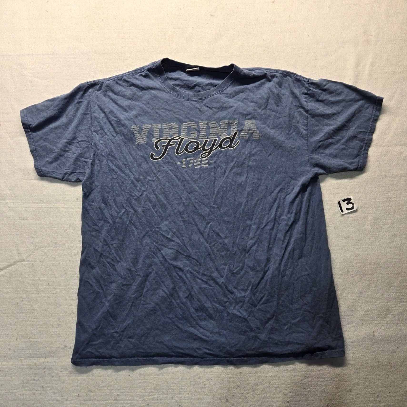Vintage Floyd Virginia VA 1788 Blue Tee Shirt Short Sleeve Adult Men's XL Extra Large T-Shirt Mens Shirt Blue USA Pattern Solid Size US XL / EU 56 / 4 - 2 Thumbnail