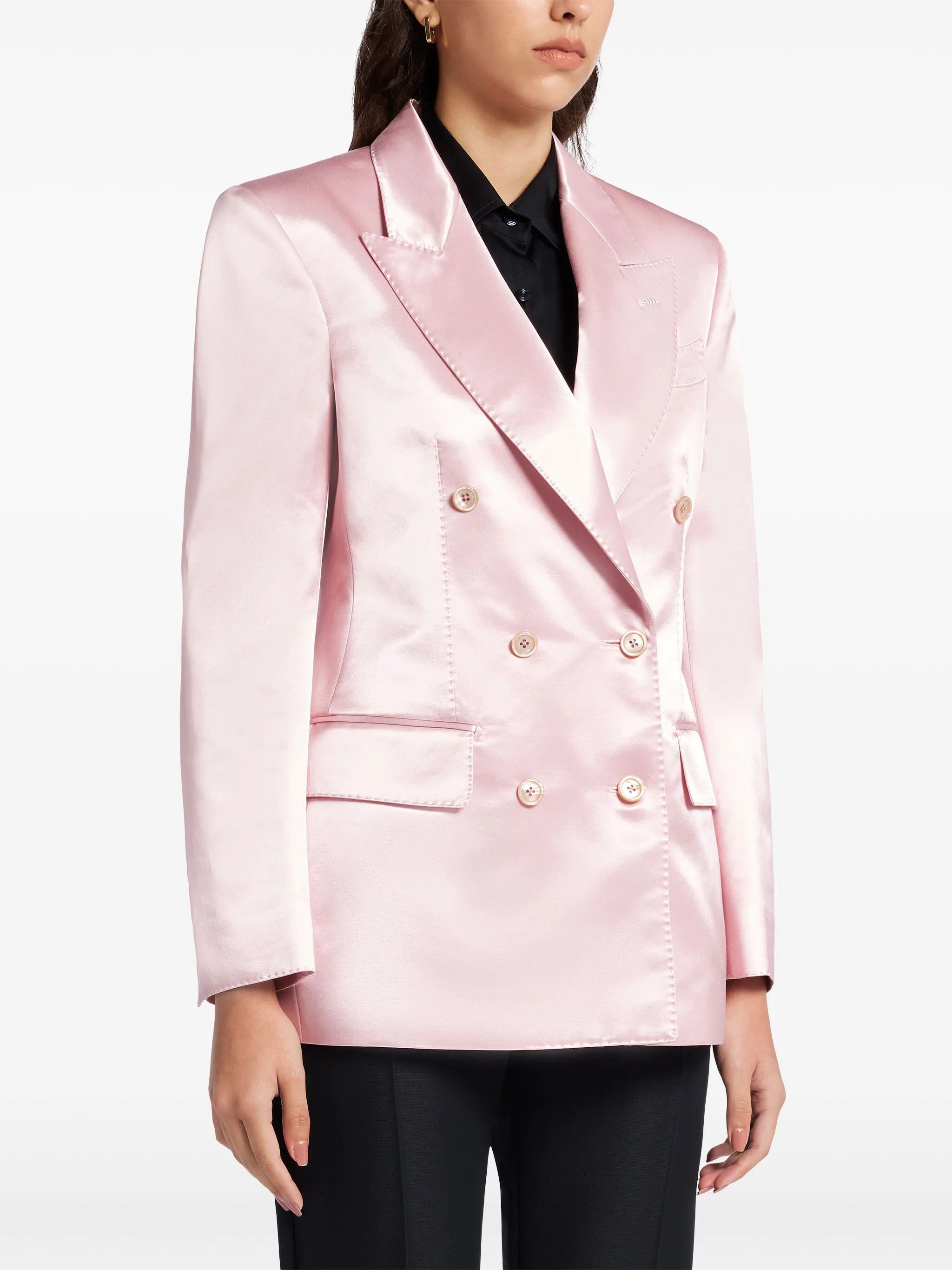 Tom Ford o1w1db10525 GI2971 Double-breasted Satin Jacket in Pink Size M / US 6-8 / IT 42-44 - 3 Thumbnail