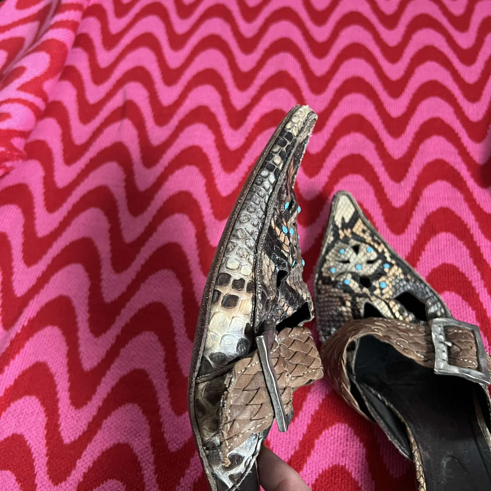 Designer × Leather × Vintage AKETOHN python Leather Heels Printed Italy Size 38 Size US 8 / IT 38 - 8 Thumbnail