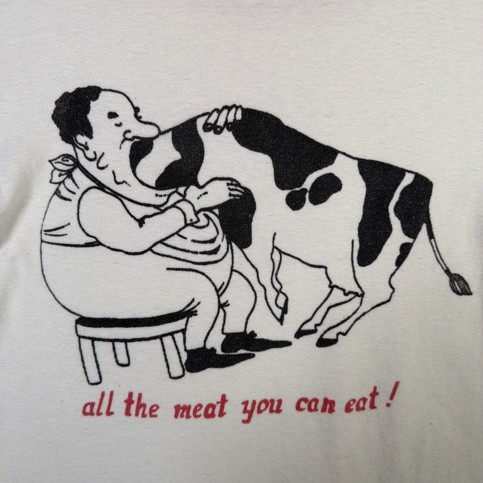 Vintage True Vintage Shirt Large White 60s Nairobi Meat Cow Ringer Size US L / EU 52-54 / 3 - 7 Thumbnail