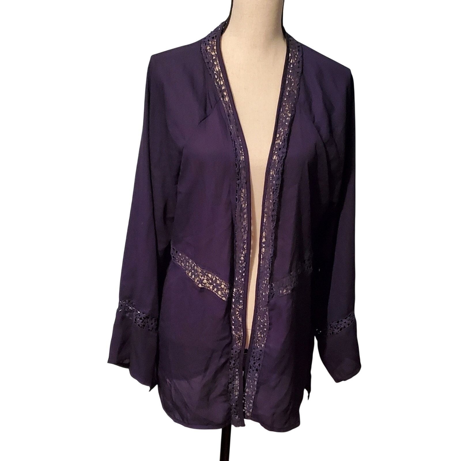 Other Forgotten Grace Boutique Sheerish Purple Open Cardigan Size L / US 10 / IT 46 - 1 Thumbnail