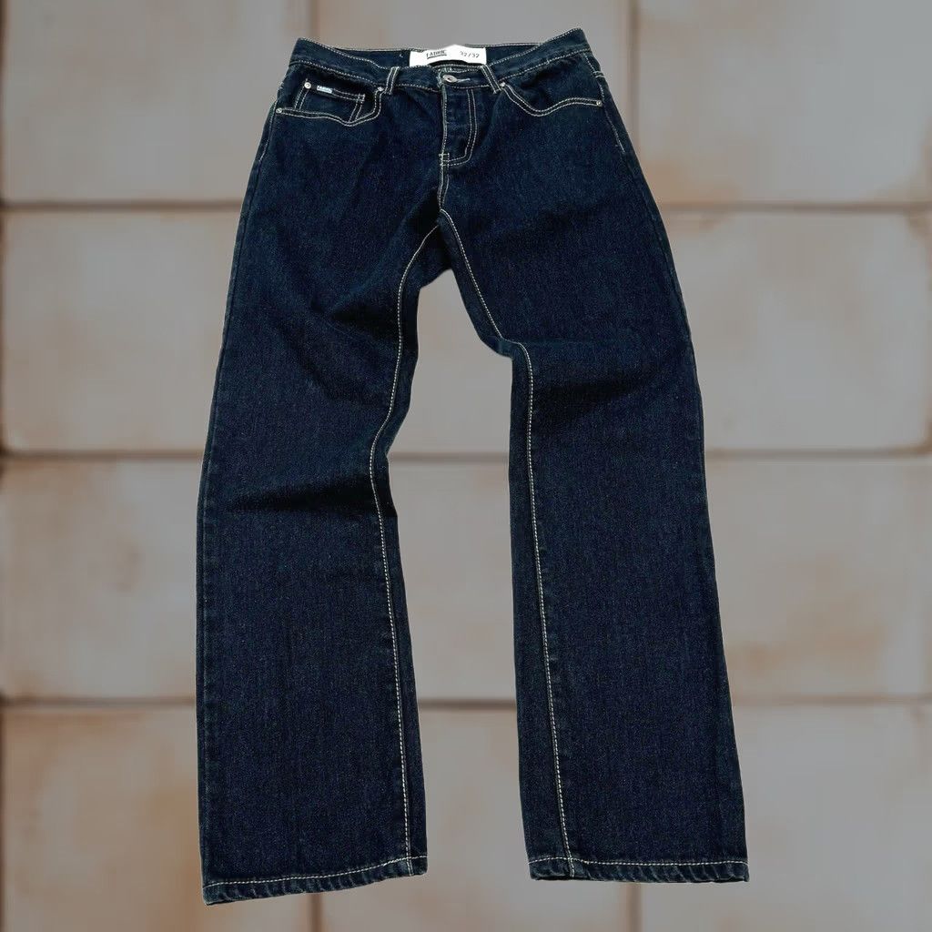 Vintage Fabric Jeans 32x32 Regular Fit Denim Dark Indigo Wash Y2K Button Fly Mens Jeans Waist 32 Inseam 32 Blue Straight Denim Fabric Brand Mens Jeans 32x32 Size US 32 / EU 48 - 1 Thumbnail