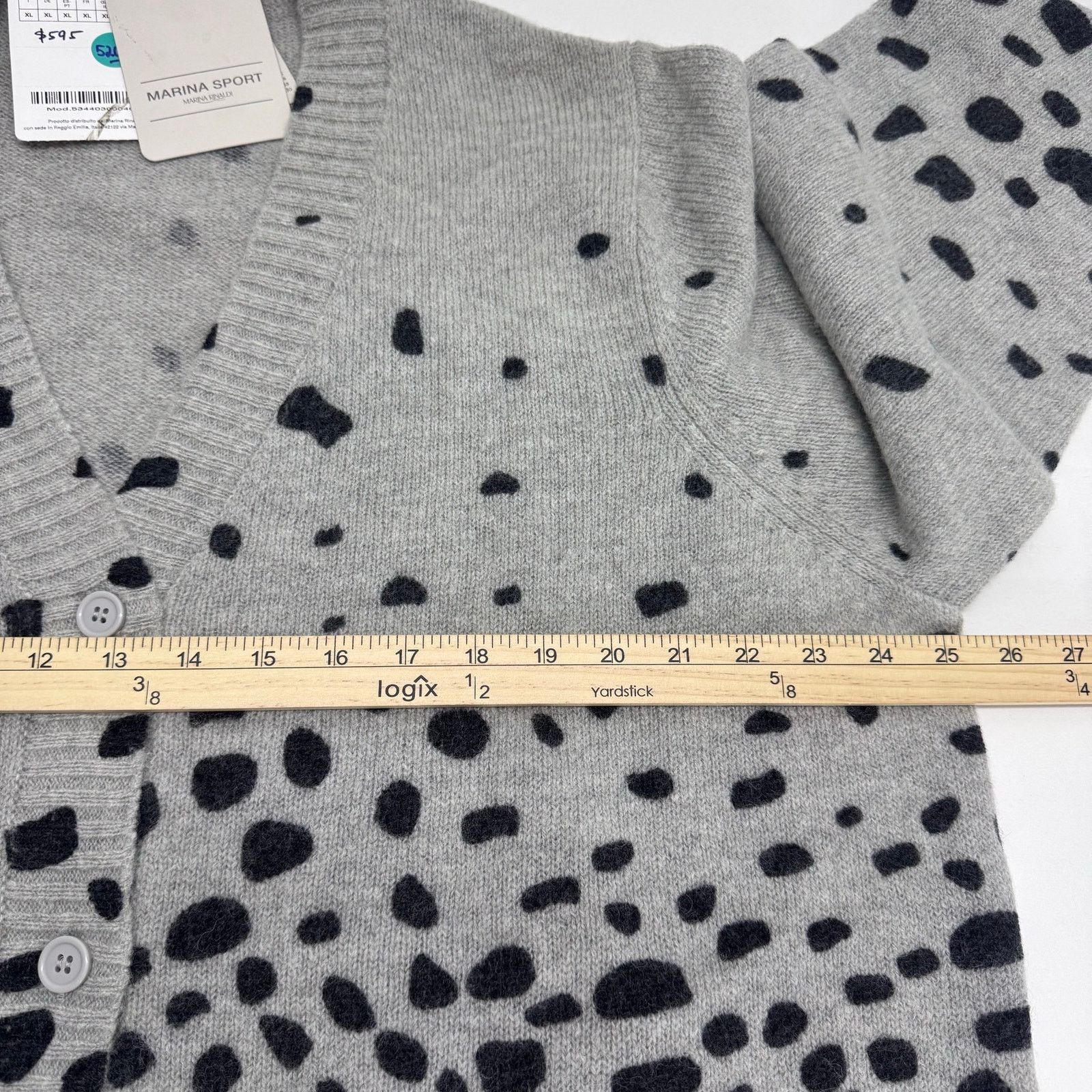 Marina Rinaldi Marina Rinaldi Grey Leopard Wool Blend Cardigan Sweater XL Size 3XL / US 20-22 - 5 Thumbnail