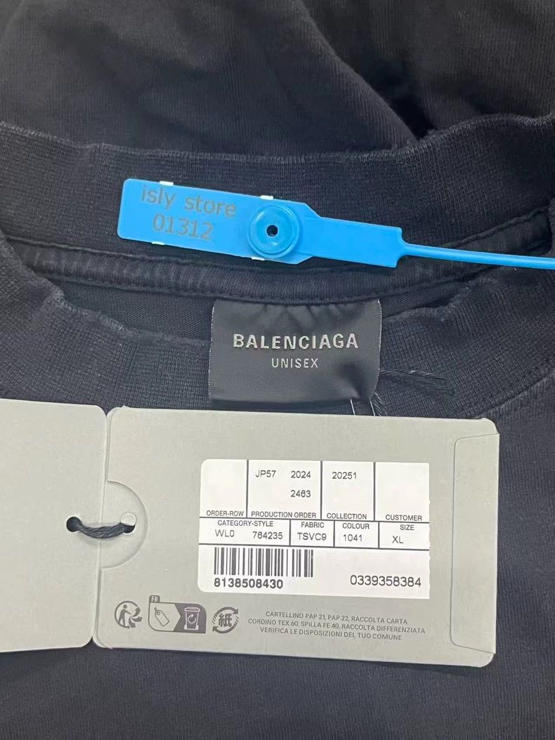 Balenciaga Balenciaga Faded Ribbed Short Sleeve T-Shirt Regular Fit M Size US XL / EU 56 / 4 - 4 Thumbnail