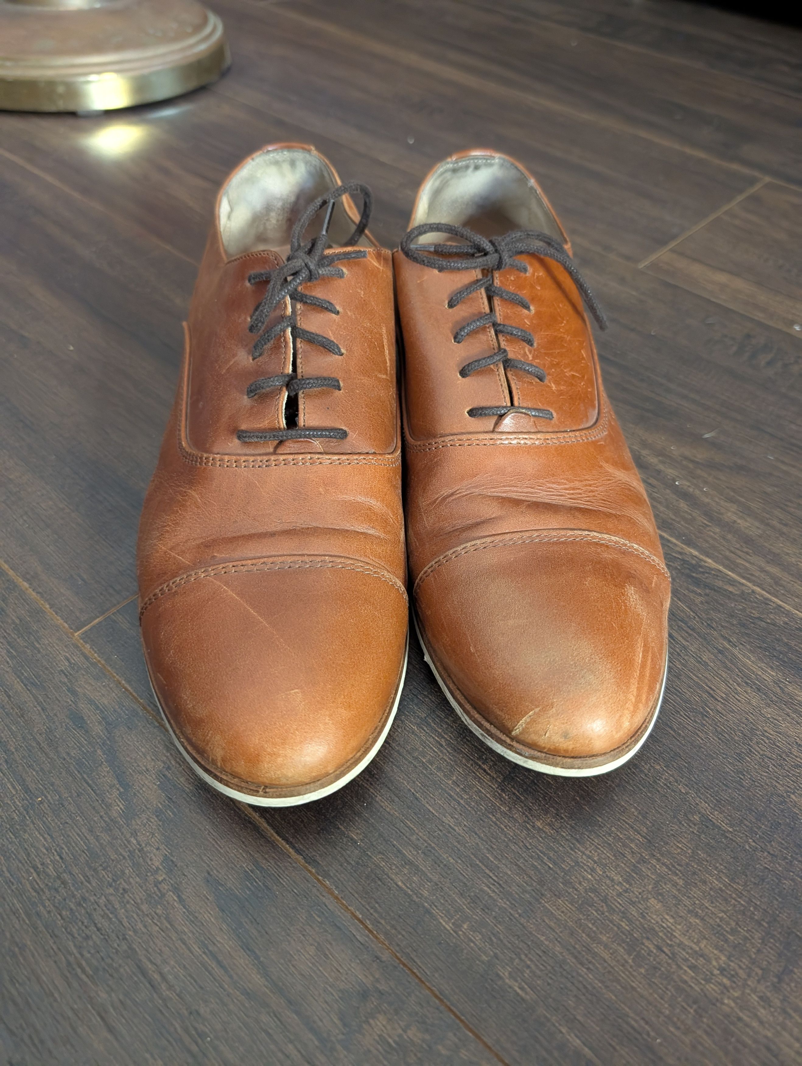 SWEAR London Tan brown soft leather capped toe oxford shoes 45 Size US 12 / EU 45 - 3 Thumbnail