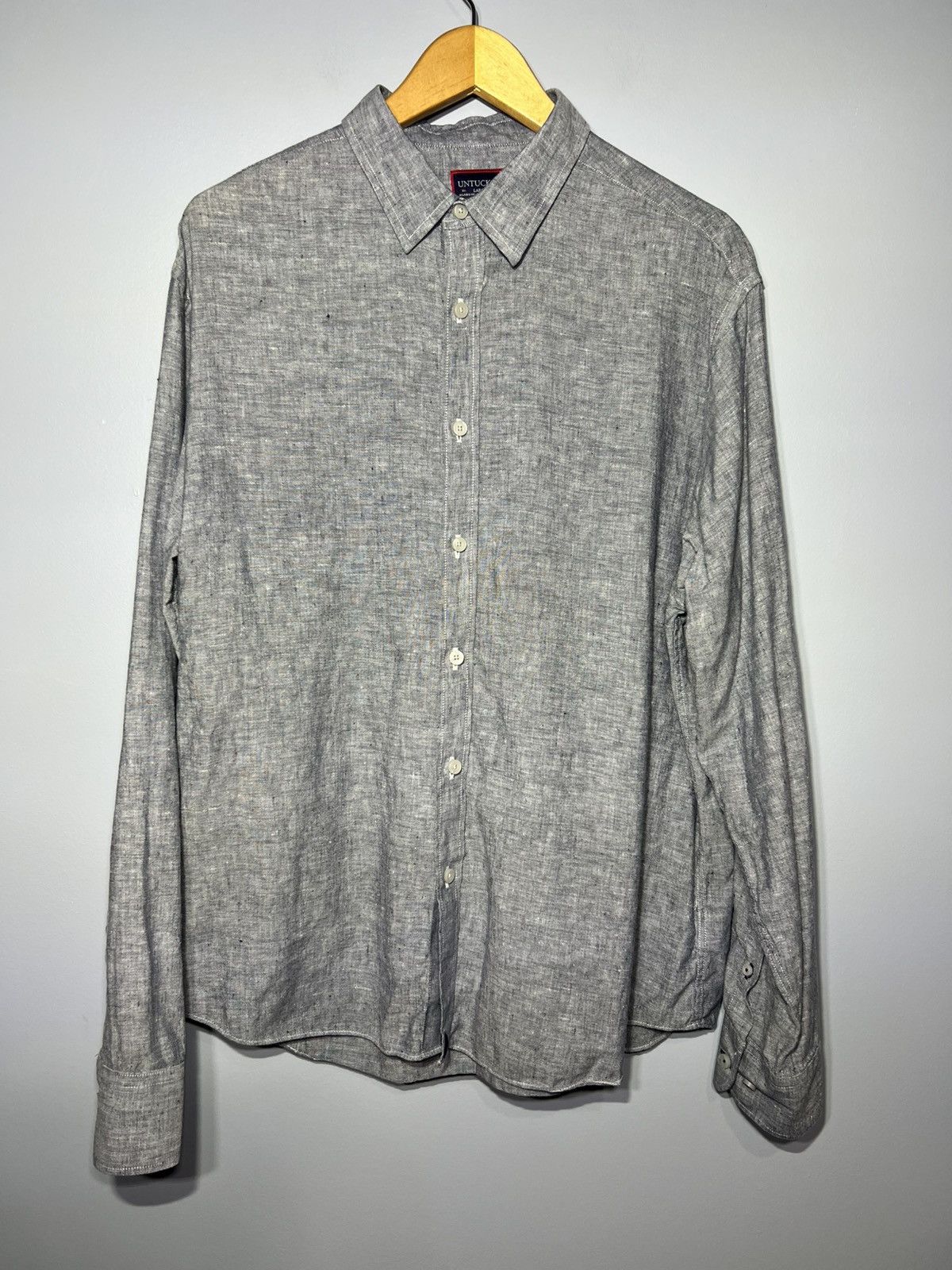 UNTUCKit UNTUCKit Shirt Men’s L Charcoal Grey Strausse WR 100% Linen Size US L / EU 52-54 / 3 - 2 Thumbnail