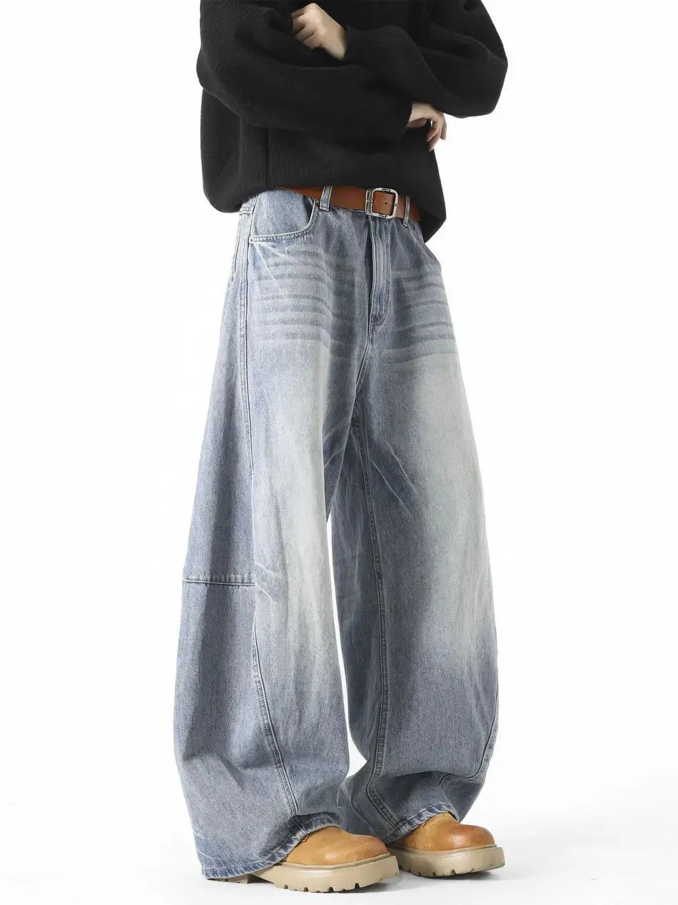 Japanese Brand Retro loose straight leg wide leg jeans Size US 32 / EU 48 - 3 Thumbnail