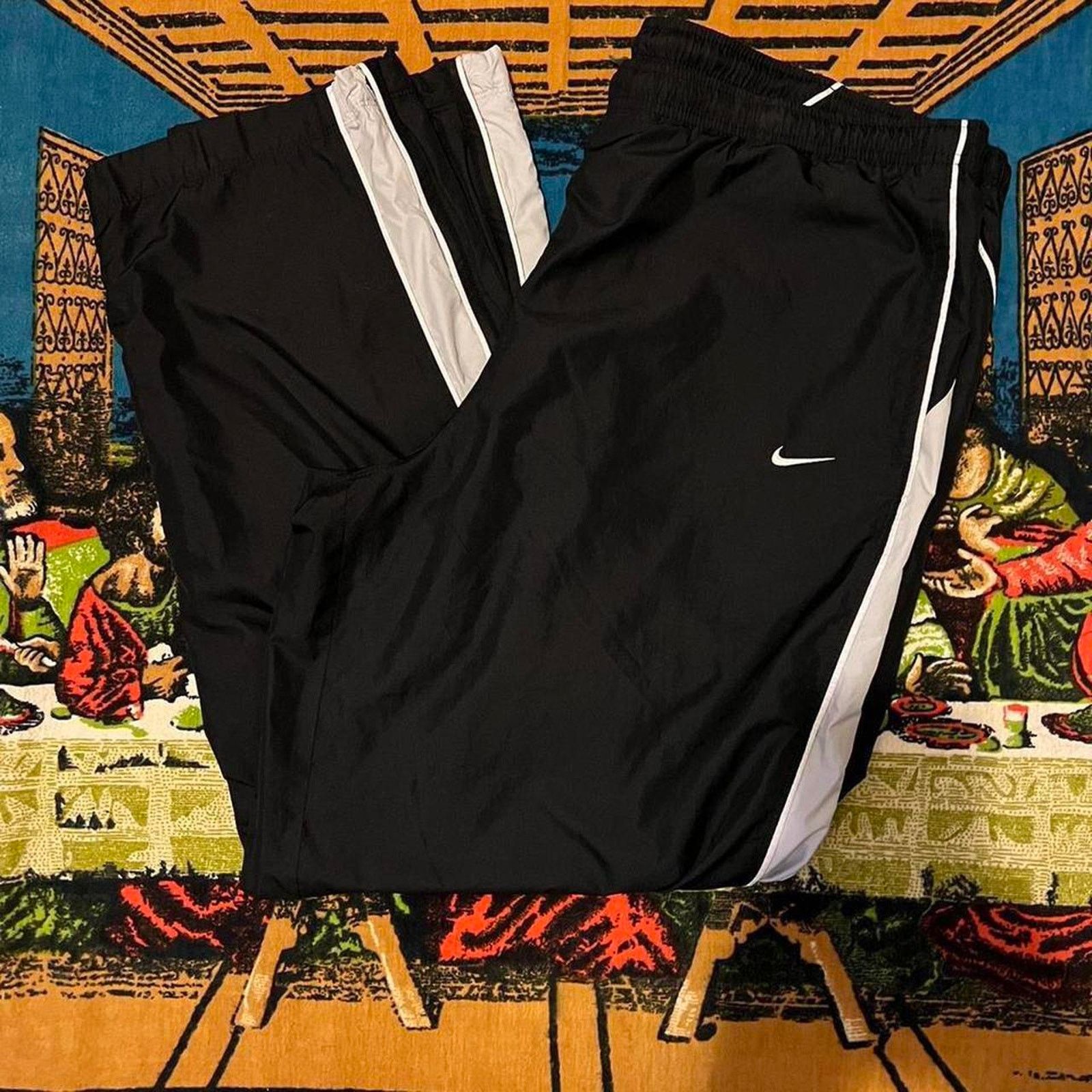 Nike × Vintage Vintage nike black track pants y2k baggy wide leg skater men Size US 36 / EU 52 - 2 Thumbnail
