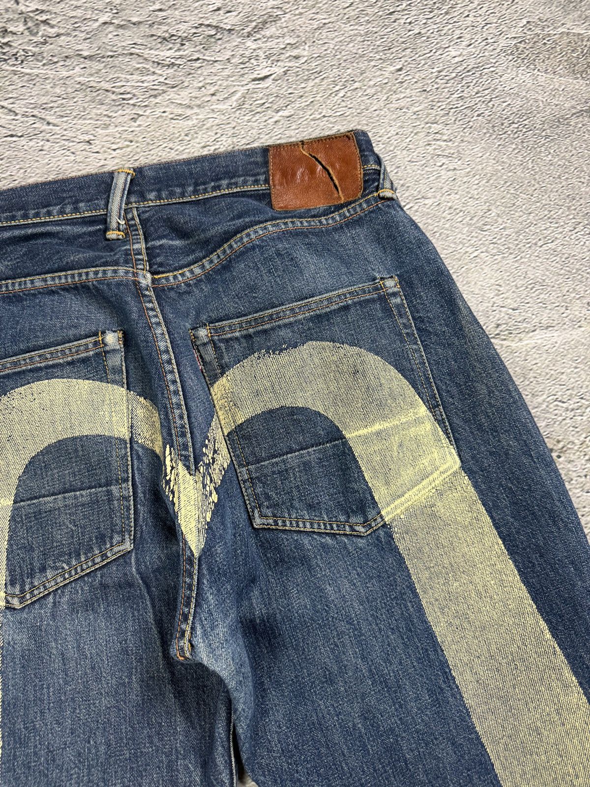 Evisu Evisu jeans white daicock big logo blue selvedge denim Size US 33 - 4 Thumbnail