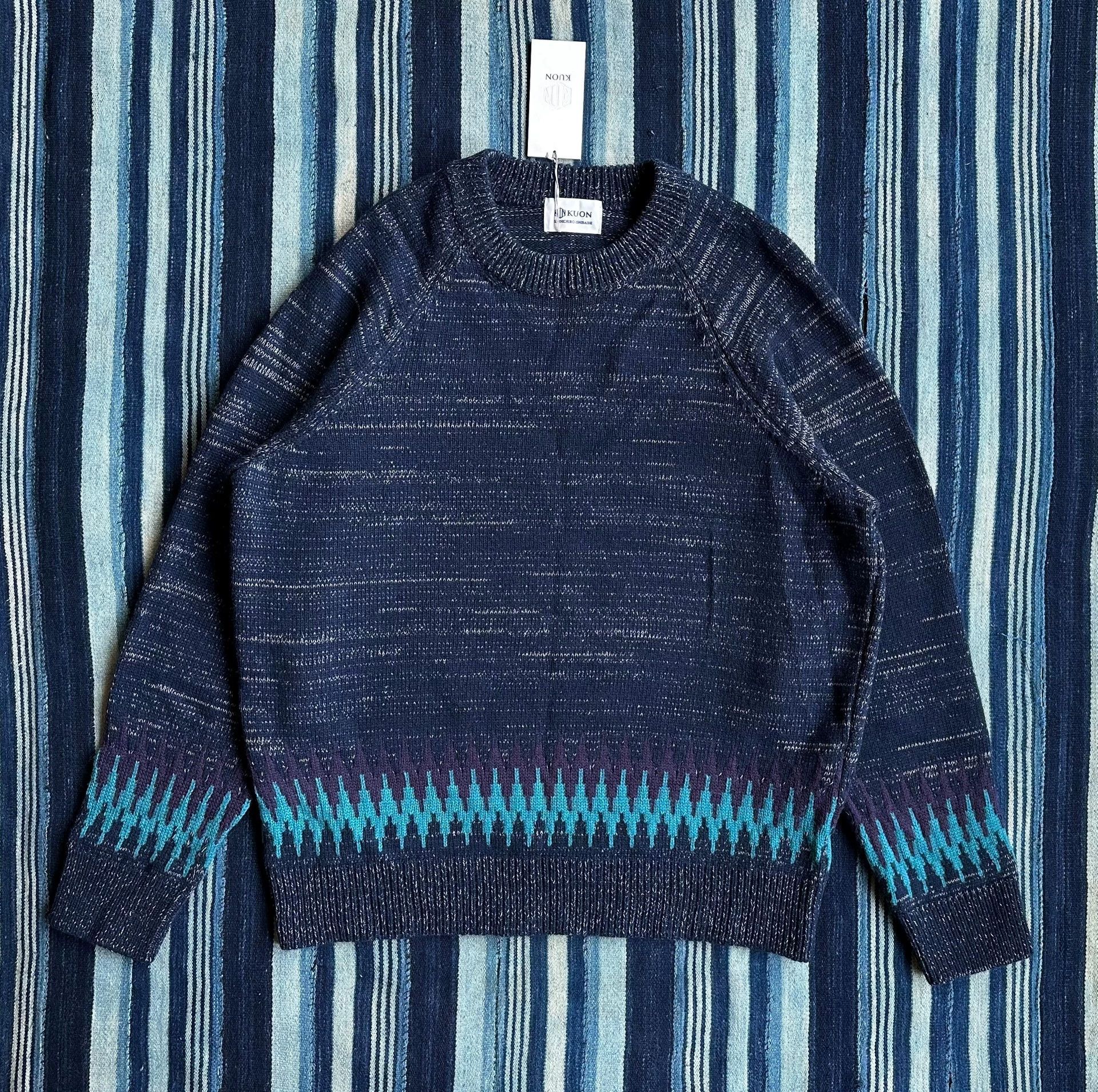 KUON KUON Zig-Zag Kusari-dyed totem crew neck pullover S Size US S / EU 44-46 / 1 - 1 Thumbnail