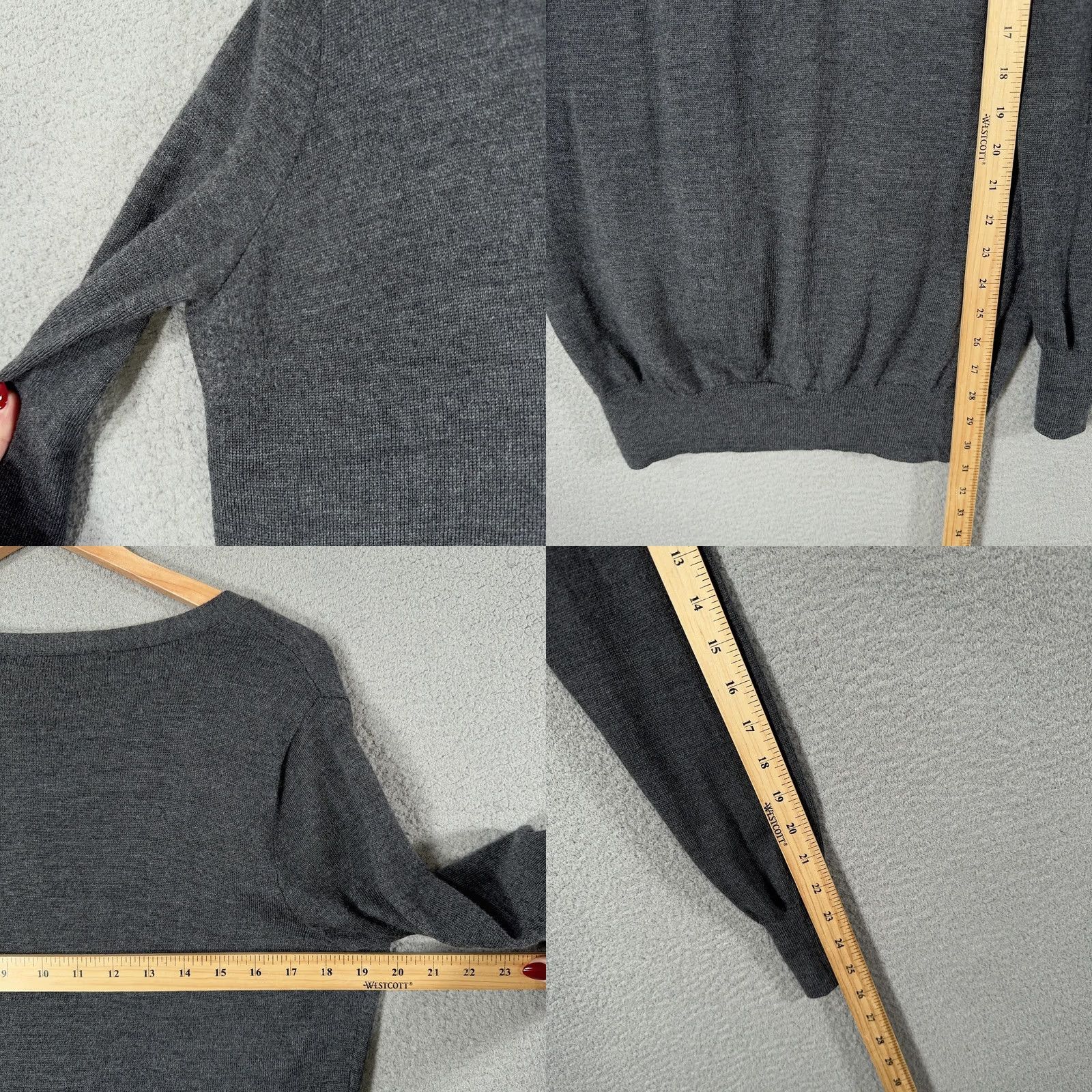 Polo Ralph Lauren VINTAGE Ralph Lauren Sport Cardigan Women L Gray Merino Wool V-Neck Embroidered Crest Front Pockets 90s Moments Size L / US 10 / IT 46 - 8 Thumbnail