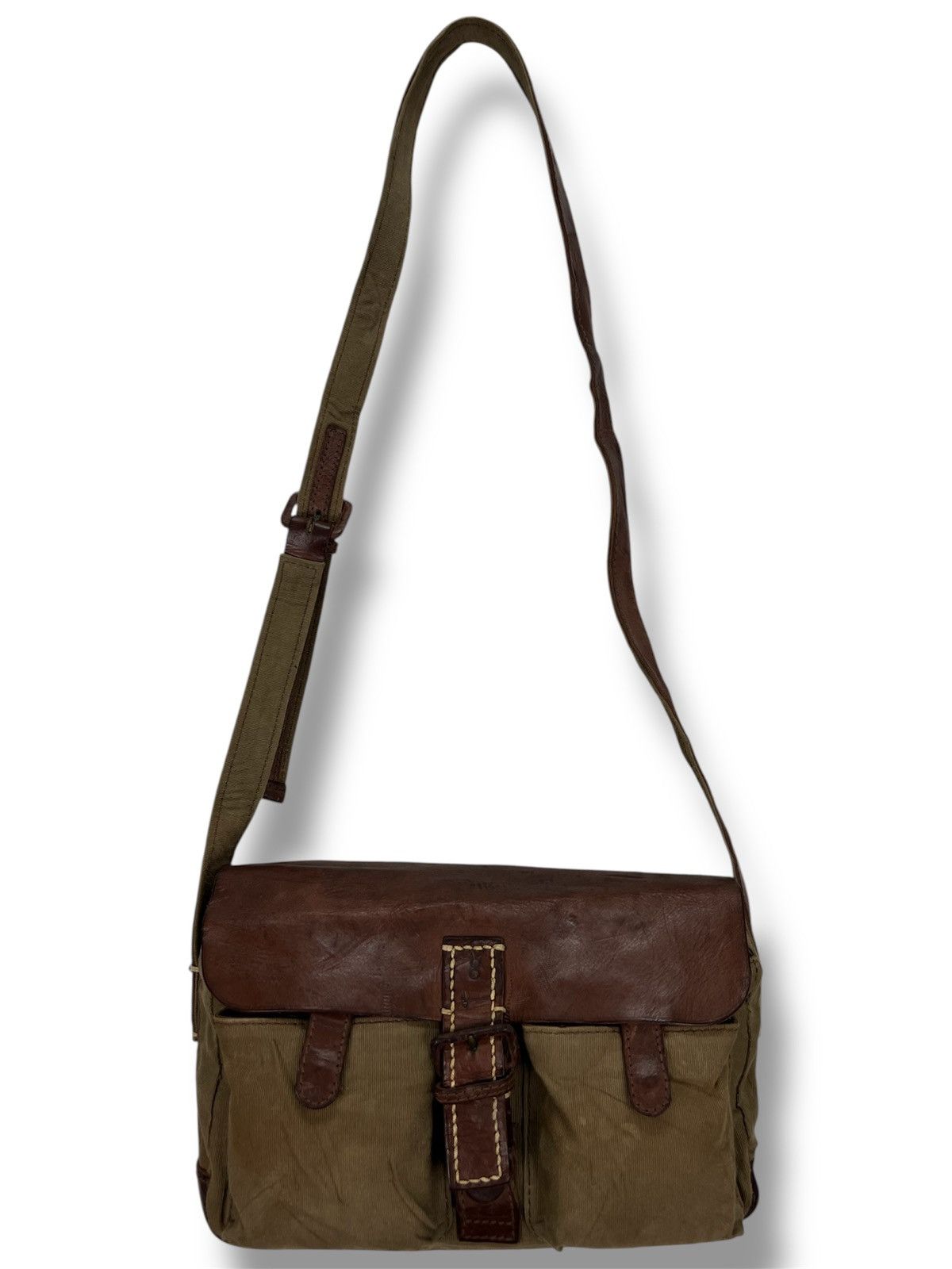 Japanese Brand Genten Canvas/Leather Crossbody Bag Size ONE SIZE - 1 Thumbnail
