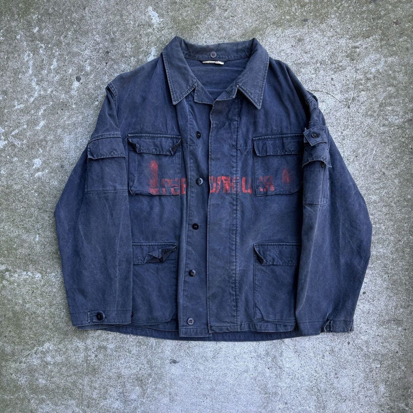 Vintage Faded Stencil Cargo Work Jacket ERD Grunge Chrome Balenci Size US L / EU 52-54 / 3 - 1 Thumbnail